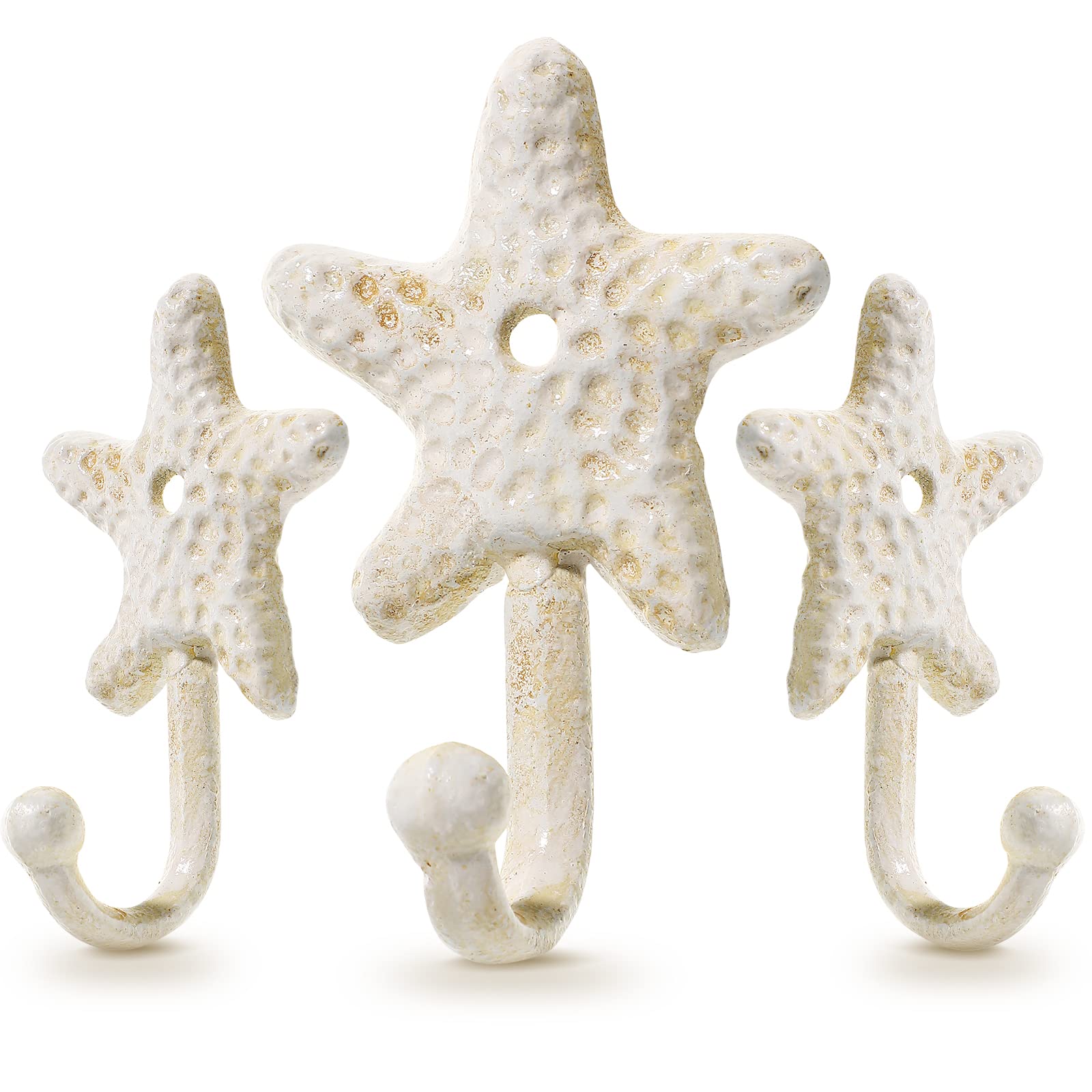 3-Pack Star Shaped Iron Towel Hooks - Heavy Duty Wall Mounted Bathroom Towel Holder for Kitchen, Bedroom, Hotel & Pool - Rustic Retro Coat Hook for Hand Towels & Robes (Perfect for Spa, Gym & Beach House Decor)