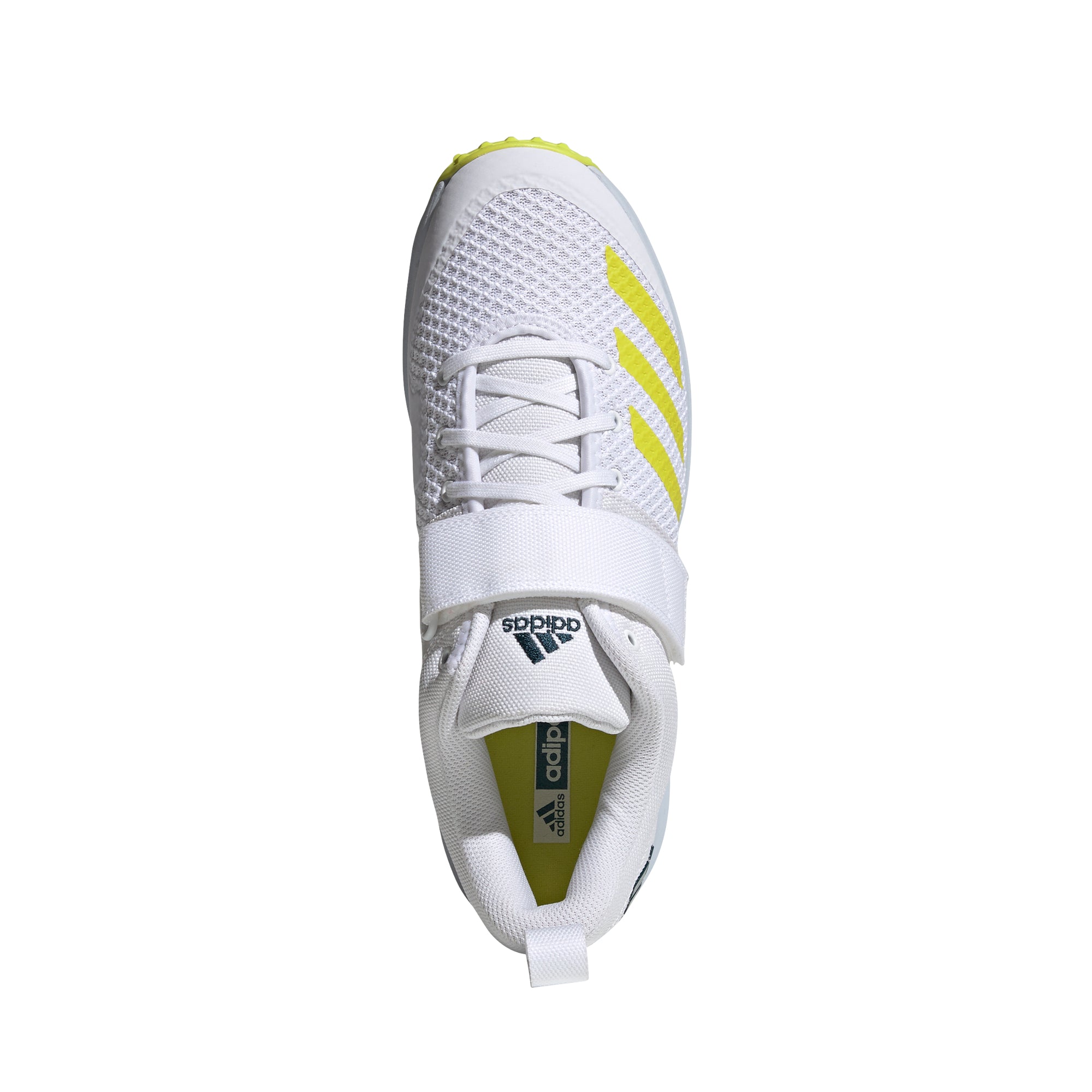 Adidas Adipower Vector Cricket Shoes - White & Yellow | Lightweight & Durable for Professional Matches & Training