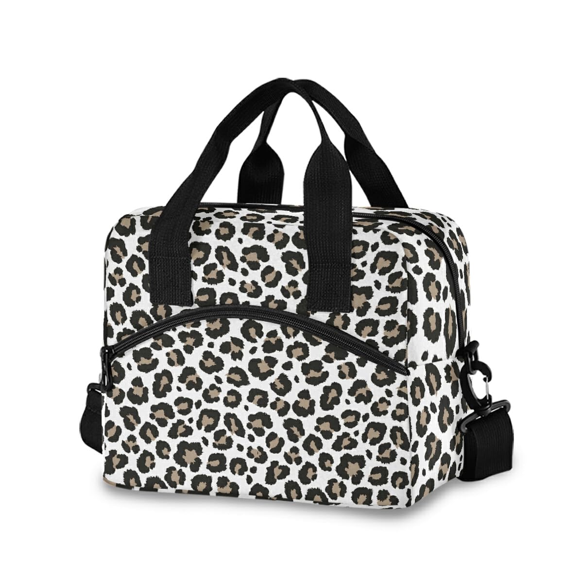 Leopard Cheetah Print Insulated Lunch Bag for Women & Men - Detachable Shoulder Strap Tote for Office, School, Picnic & Hiking | Stylish Animal Skin Design for Work, Travel & Outdoor Activities