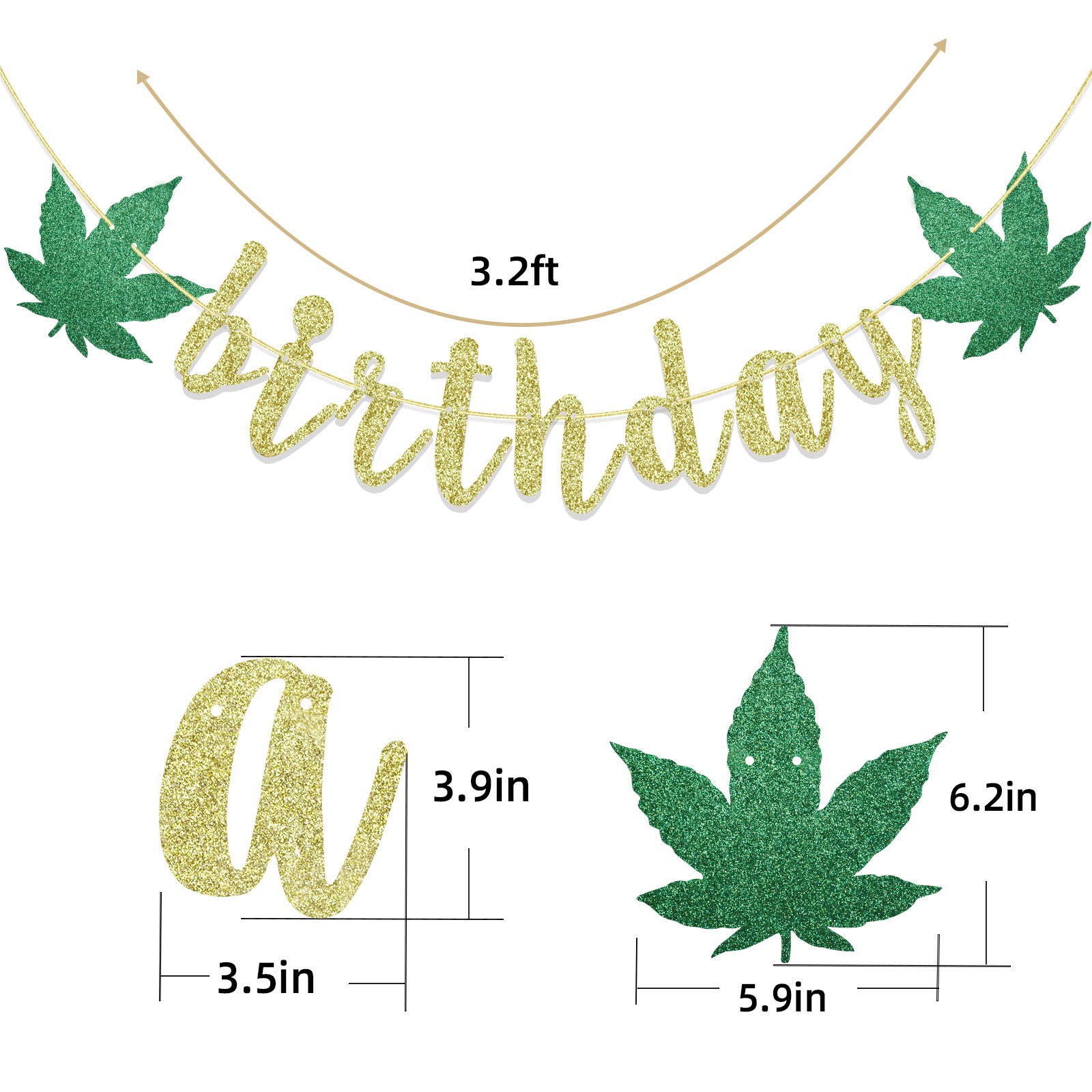 420 Birthday Banner - Weed Leaf Theme Party Decor with Glitter Flakes for 21st Birthday, Cannabis Celebration Supplies | Perfect for Stoner Parties, 420 Events & Themed Gatherings