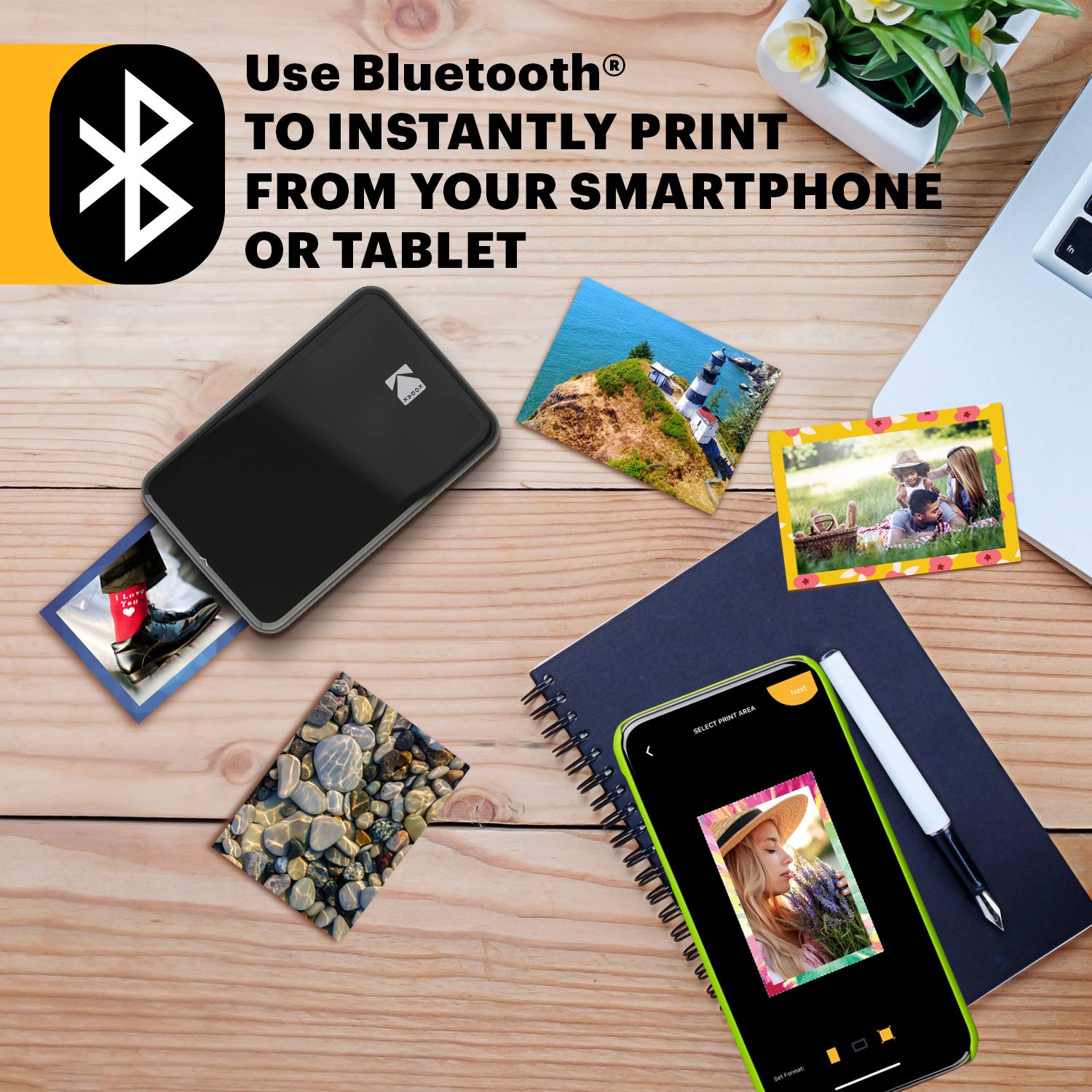 Kodak Step Wireless Mobile Photo Mini Printer (Black) - Compatible with iOS & Android, NFC & Bluetooth - Print 2
