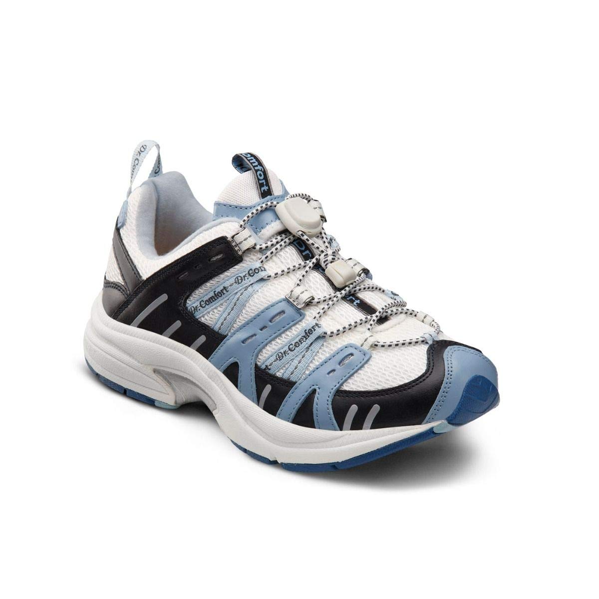 Dr. Comfort Refresh Women's Therapeutic Athletic Shoes with Gel Inserts - Diabetic Running Shoes for Women, White/Blue, Size 7 Wide (C-D) - Perfect for Walking, Jogging & Daily Comfort
