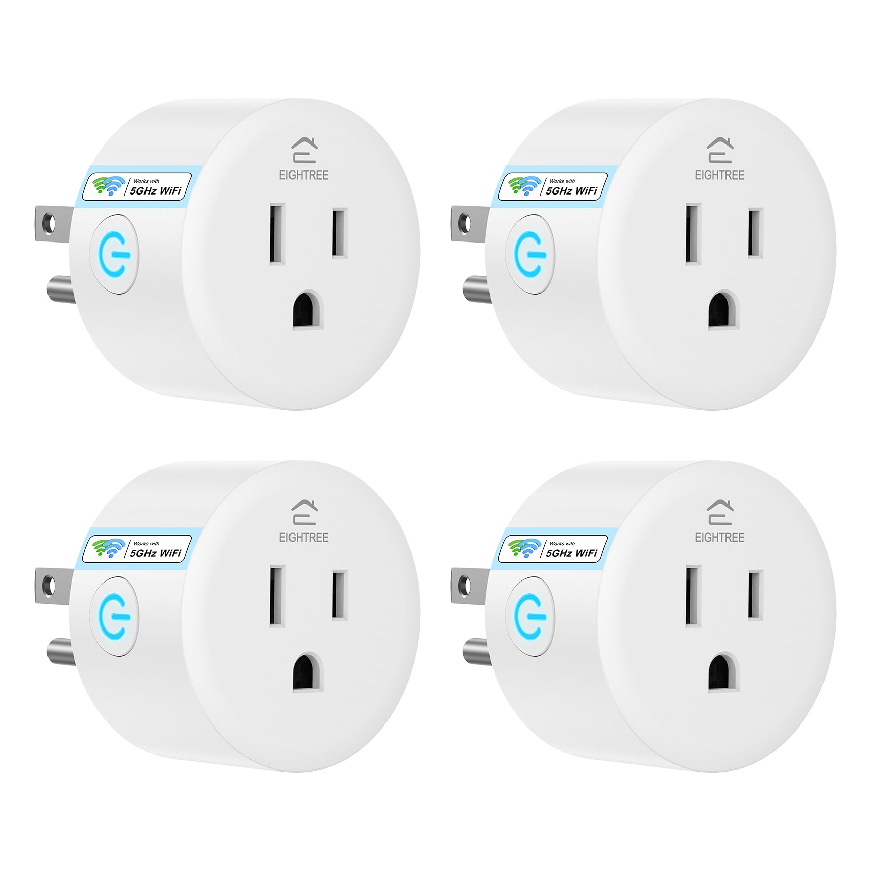 Eightree Smart Plug 5GHz & 2.4GHz WiFi Outlet - 4 Pack with APP Remote Control, Works with Alexa & Google Home - Perfect for Smart Home Automation, Energy Saving & Voice Control
