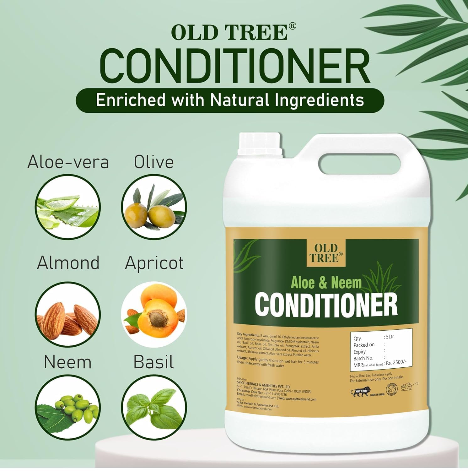Neem & Aloe Vera Deep Conditioning Hair Treatment - 169.07 Fl Oz (1.33 Gallons) for Dry, Damaged Hair - Promotes Silky, Shiny Locks - Professional Salon Quality for Hotels, Gyms, Spas & Home Use
