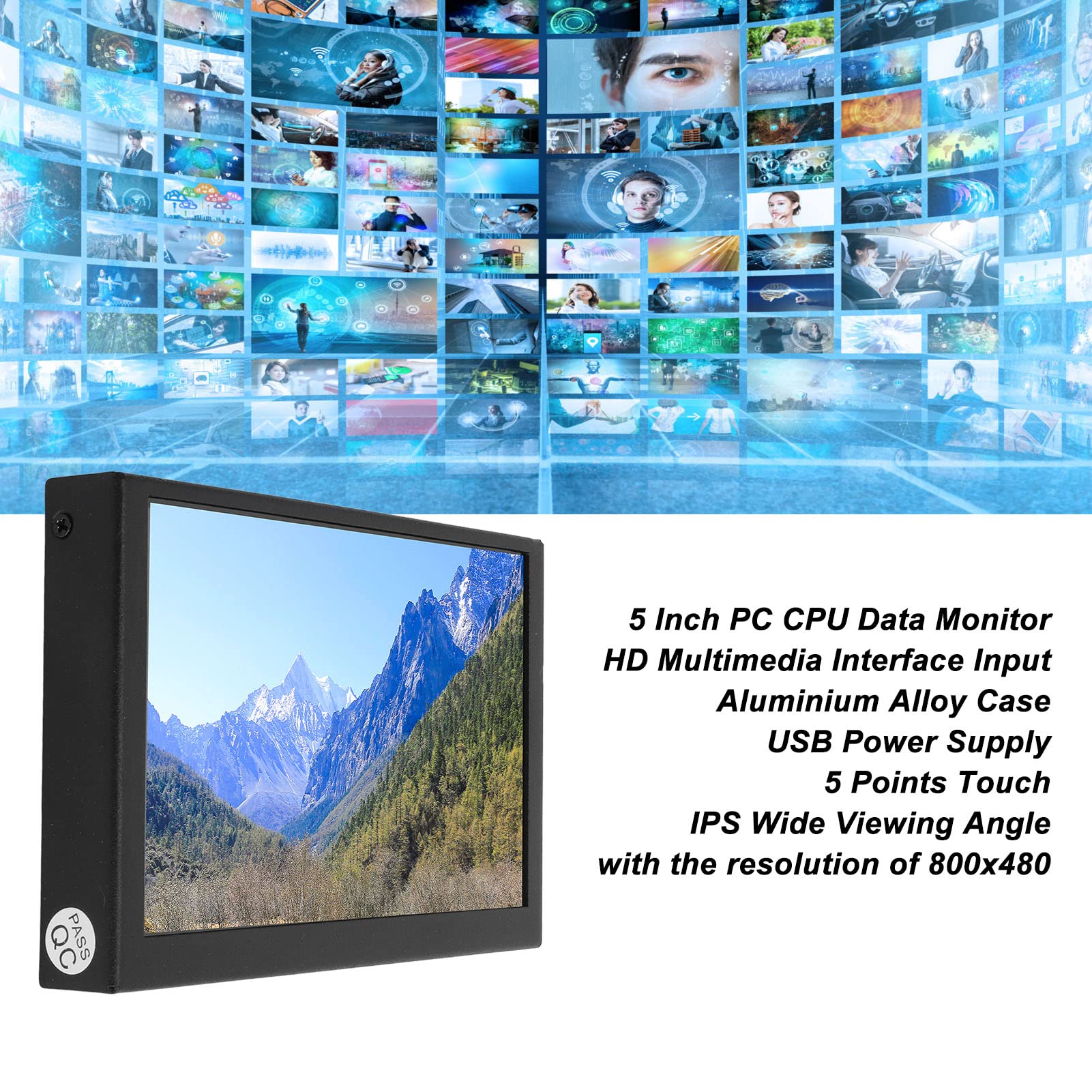 5 Inch IPS Touchscreen PC CPU Temperature Monitor - 60Hz Gaming Performance Display for Real-Time Hardware Data Tracking | Perfect for Gaming Rigs, Workstations & Overclocking Enthusiasts