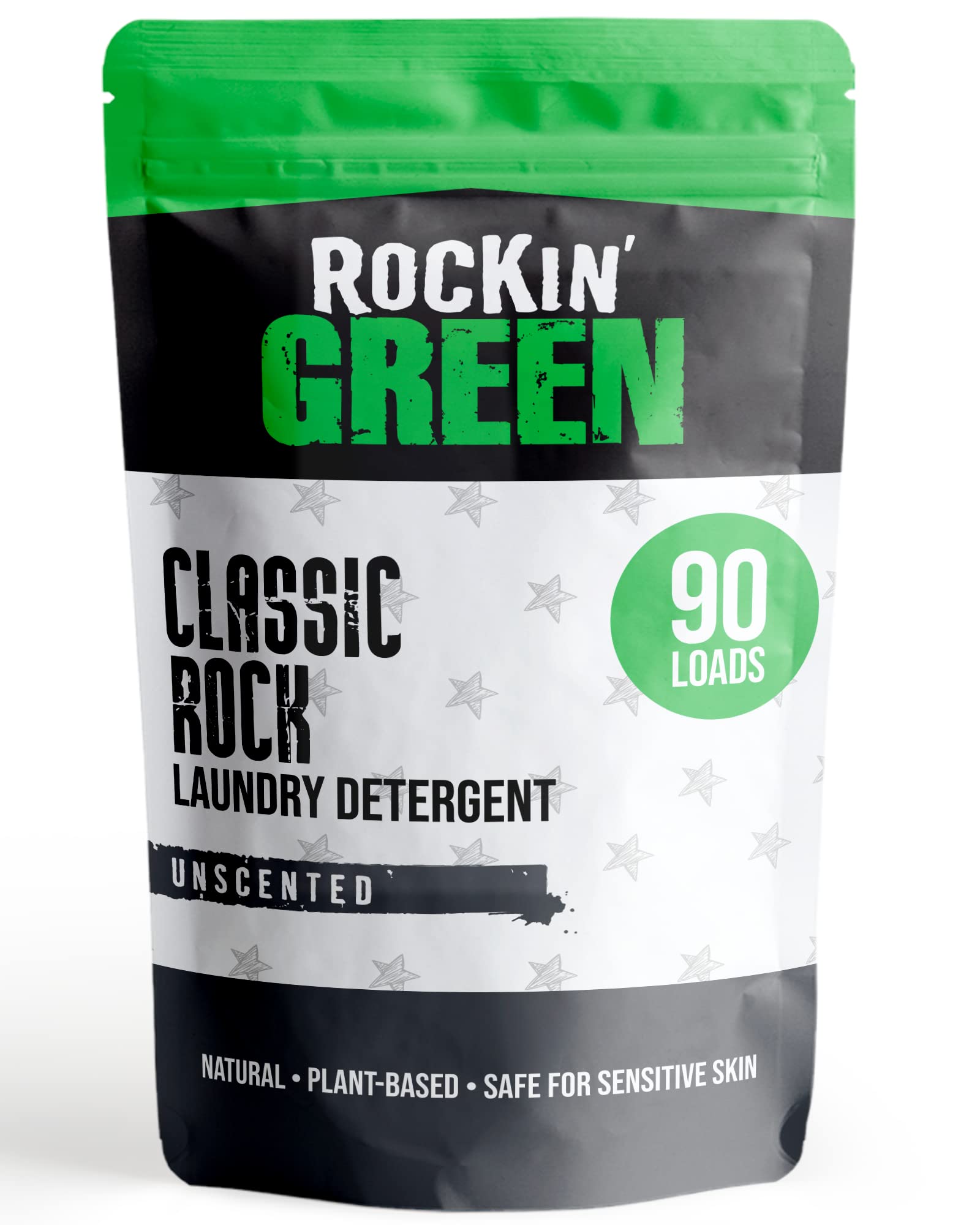 Rockin' Green Natural Laundry Detergent Powder - Unscented & Hypoallergenic for Baby Clothes & Sensitive Skin - 45oz (90 Loads) - Classic Rock - Perfect for Newborns, Allergies & Eco-Friendly Households