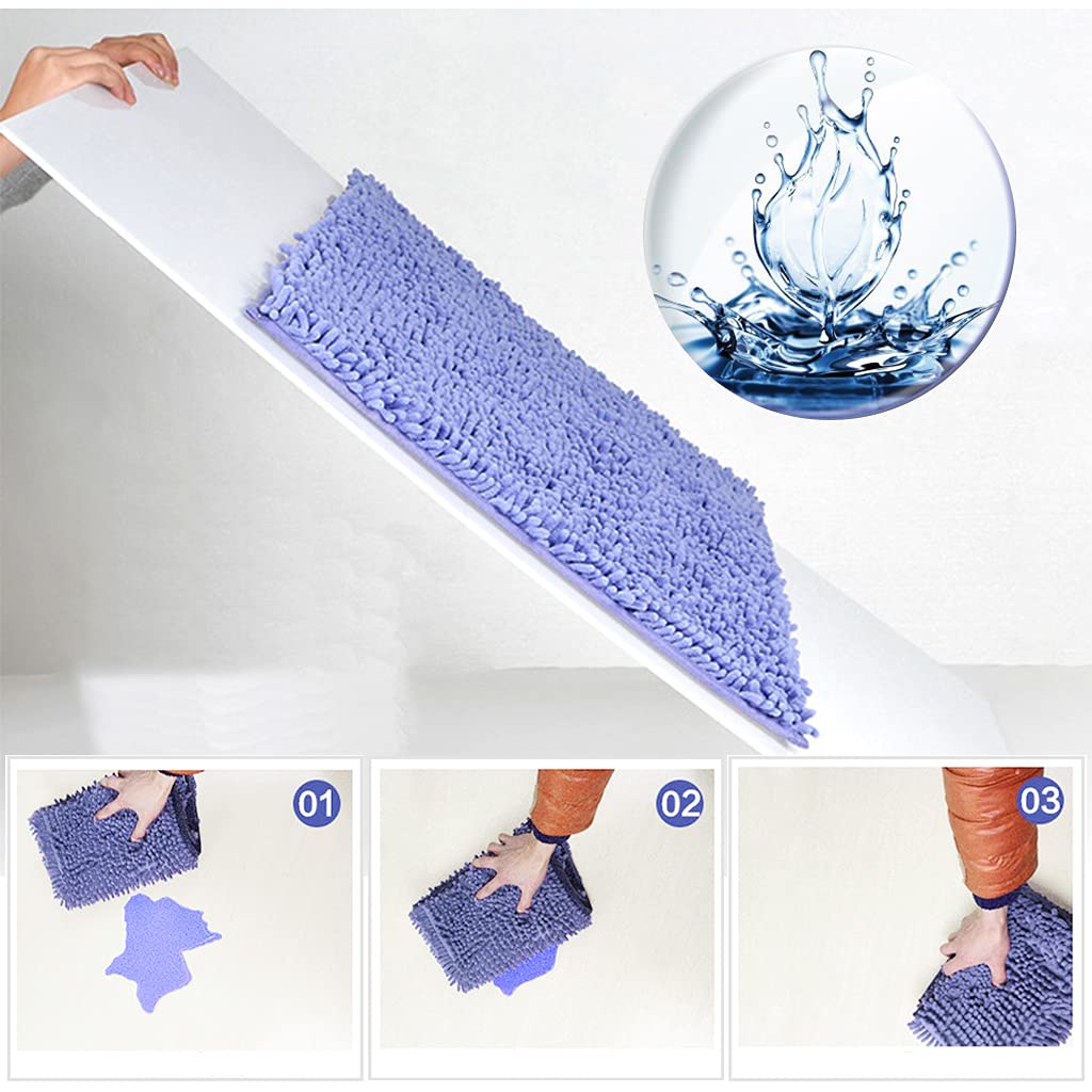 Soft Chenille Bathroom Rugs 16x24 Inches - Super Absorbent Non-Slip Shaggy Bath Mat for Tub, Shower & Bathroom Floors | Machine Washable, Extra Thick & Plush - Perfect for Cozy Bathroom Decor & Wet Area Safety
