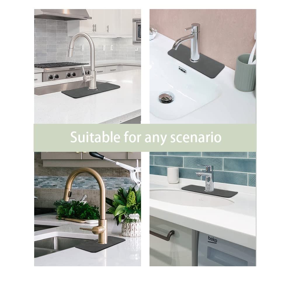**Super Absorbent Splash Guard for Sink Faucet - Fast Drying Kitchen & Bathroom Sink Mat - Drip Catcher, Dish Drying Mat & Sponge Holder - Perfect for Countertop Protection & Mess-Free Cleaning**