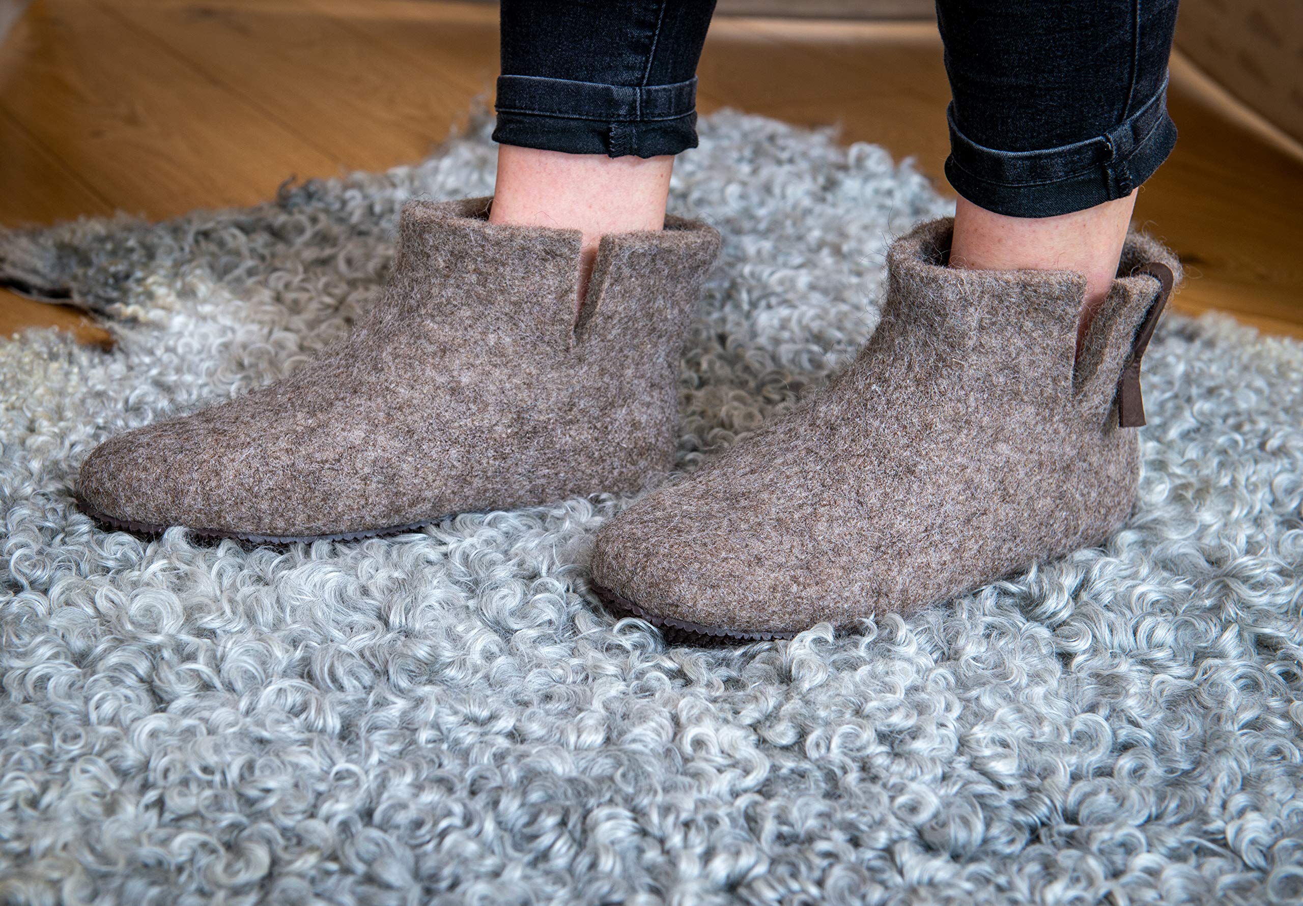 Classic Felted Wool Ankle Boots Slippers for Men - Warm Winter House Shoes with Non-Slip Sole | Perfect Father's Day Gift for Dad, Cozy Indoor/Outdoor Wear for Home, Office & Cabin