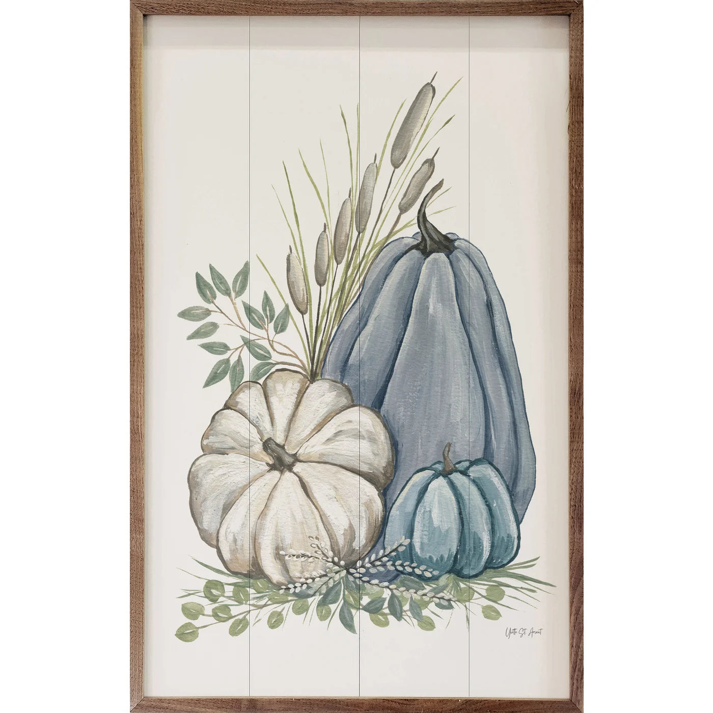 Harvest Cattails Wood Framed Print - Rustic Nature Wall Art Decor for Living Room, Bedroom & Office - Perfect Farmhouse Home Decor Gift
