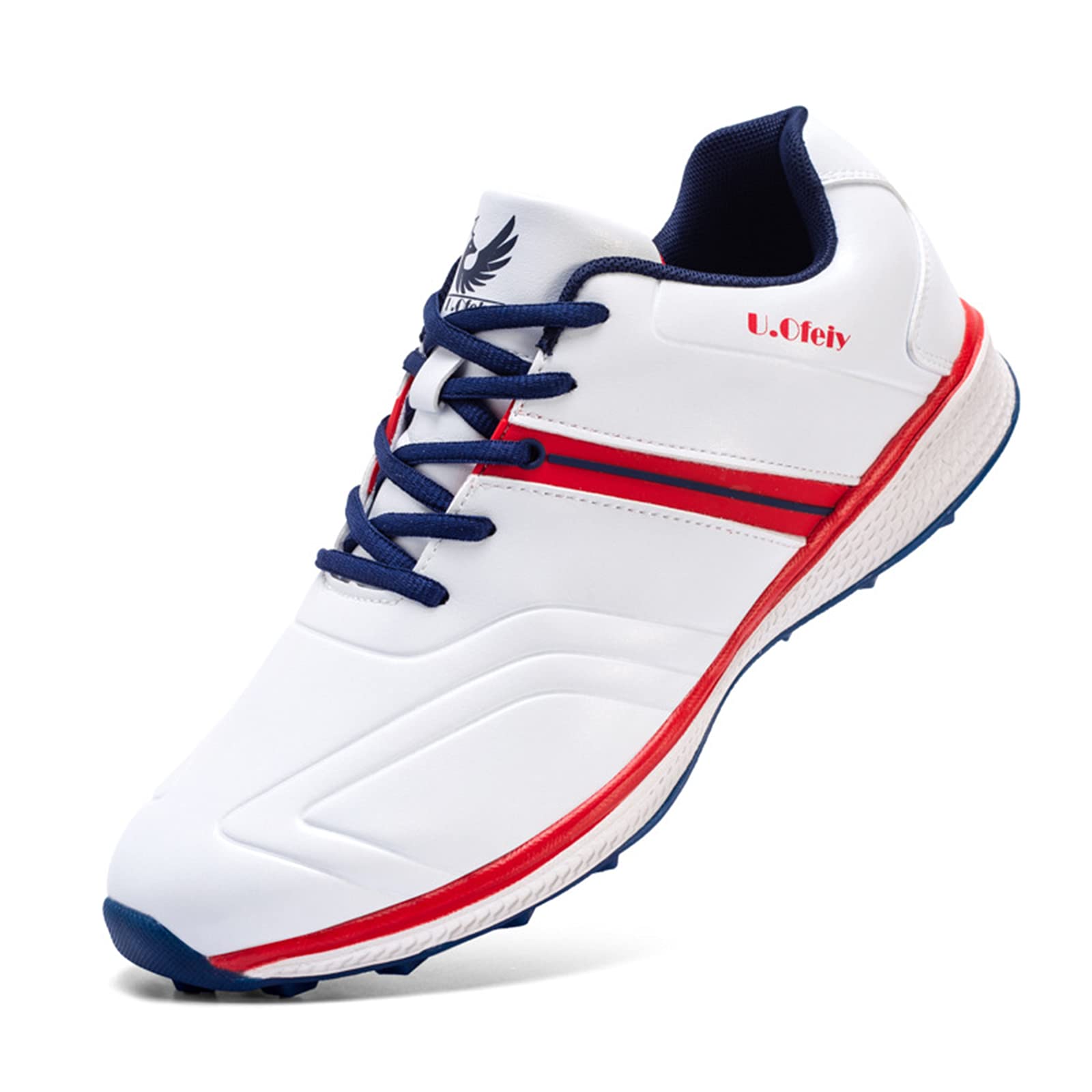**XSJK Men's Waterproof Spikeless Golf Shoes – Anti-Slip, Breathable & Lightweight Sneakers for Comfortable Training & Sports (Red, Size 39) – Perfect for Golf, Walking & Outdoor Activities**