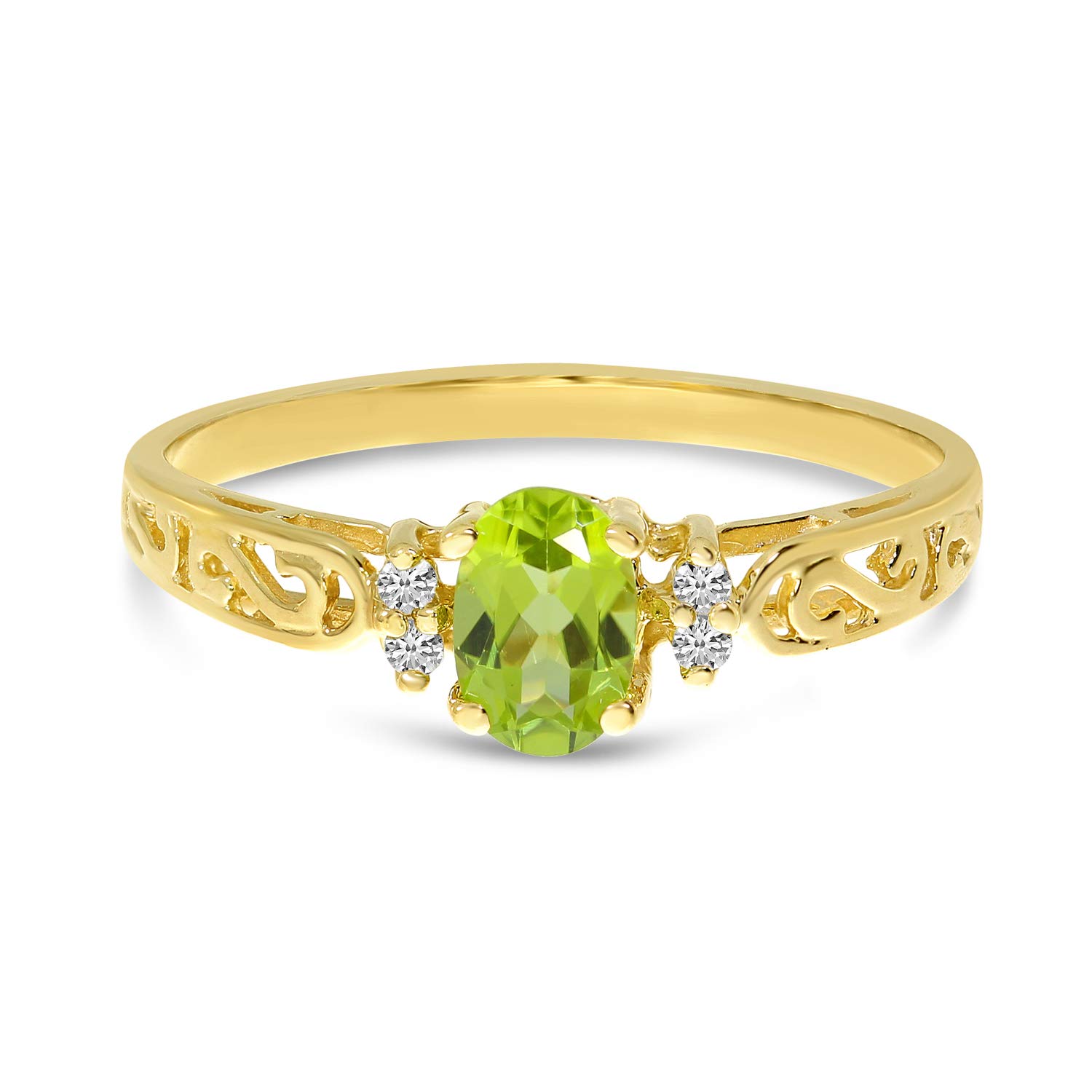 10K Yellow Gold Peridot and Diamond Ring – Elegant Jewelry for Women, Perfect for Engagement, Wedding, Anniversary & Special Occasions