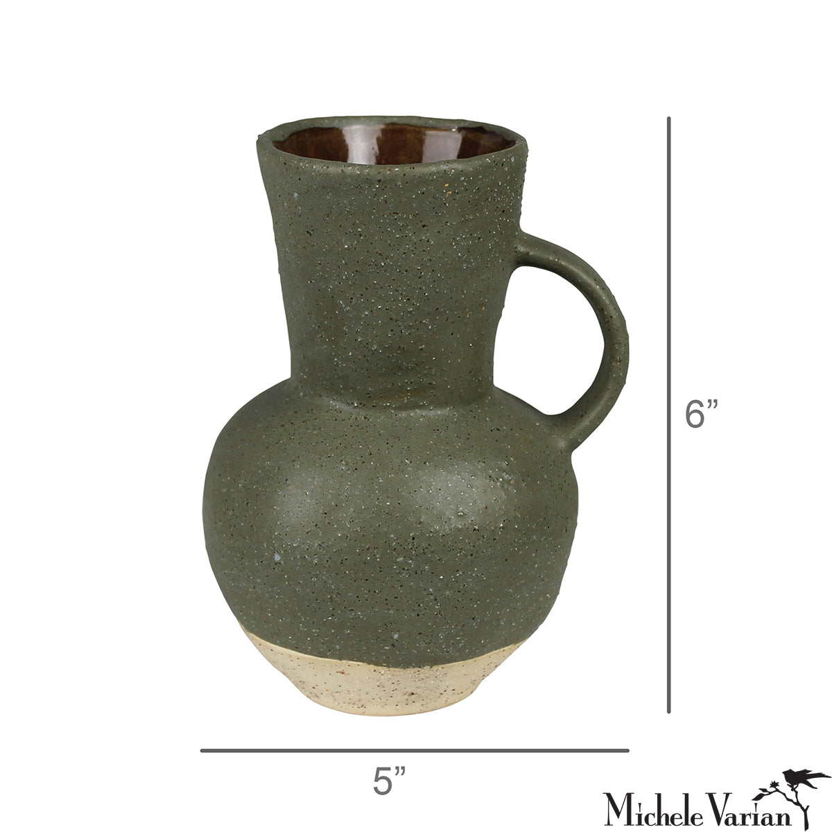 Umbria Handled Vase - Elegant Green Ceramic Home Decor for Living Room, Dining Table & Wedding Centerpieces