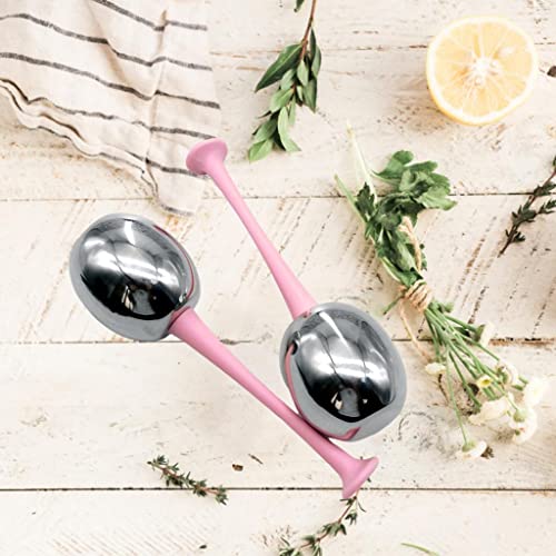 2PCS Ice Facial Roller Globes - Cooling Face Massager for Skin Care & Puffiness Relief with Pink Handle - Perfect for Morning Routine & Post-Workout Recovery