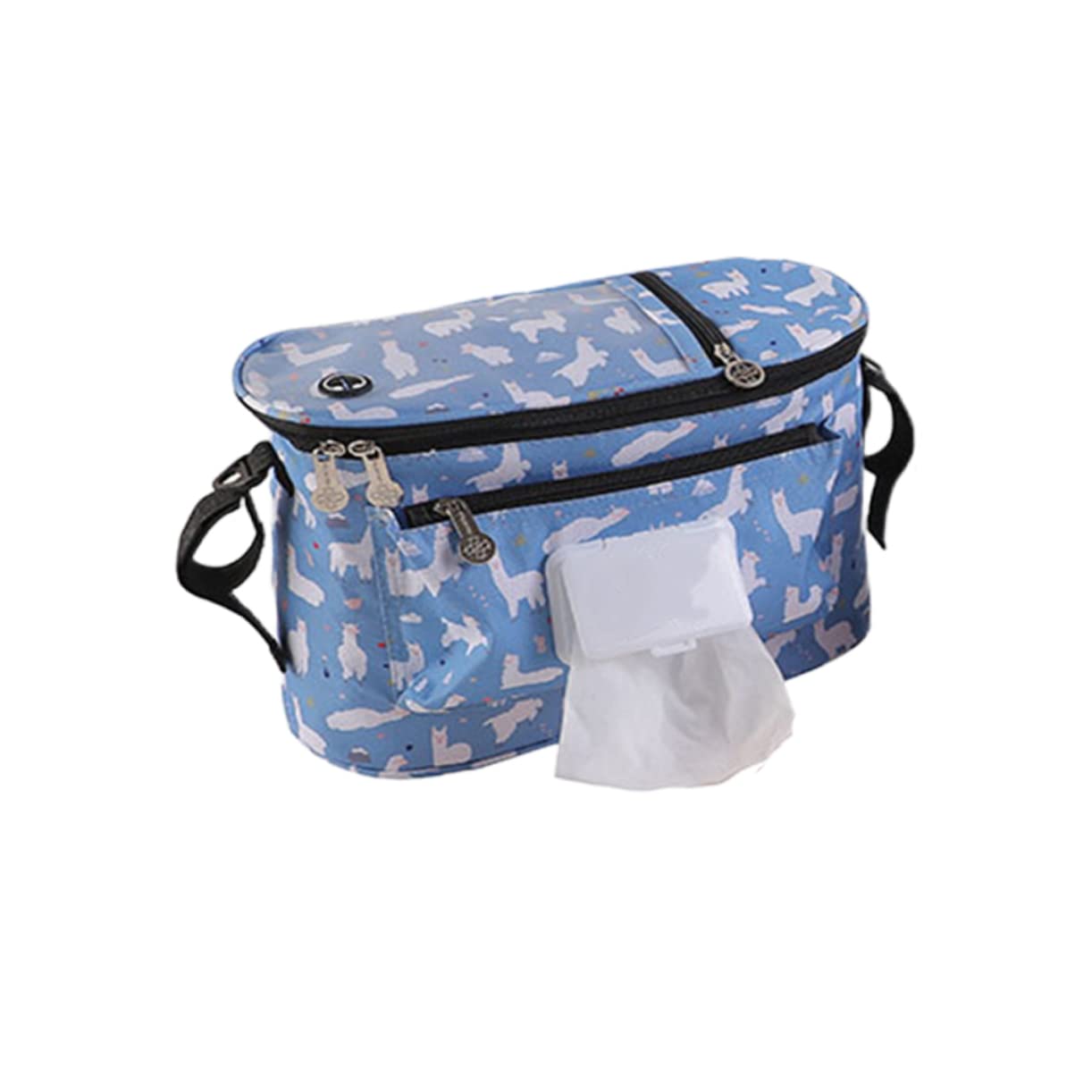 Wakauto 3-Piece Stroller Organizer Bag - Blue Pram Storage Container with Multiple Pockets | Perfect for Diapers, Bottles & Baby Essentials | Ideal for Shopping, Travel & Daily Walks