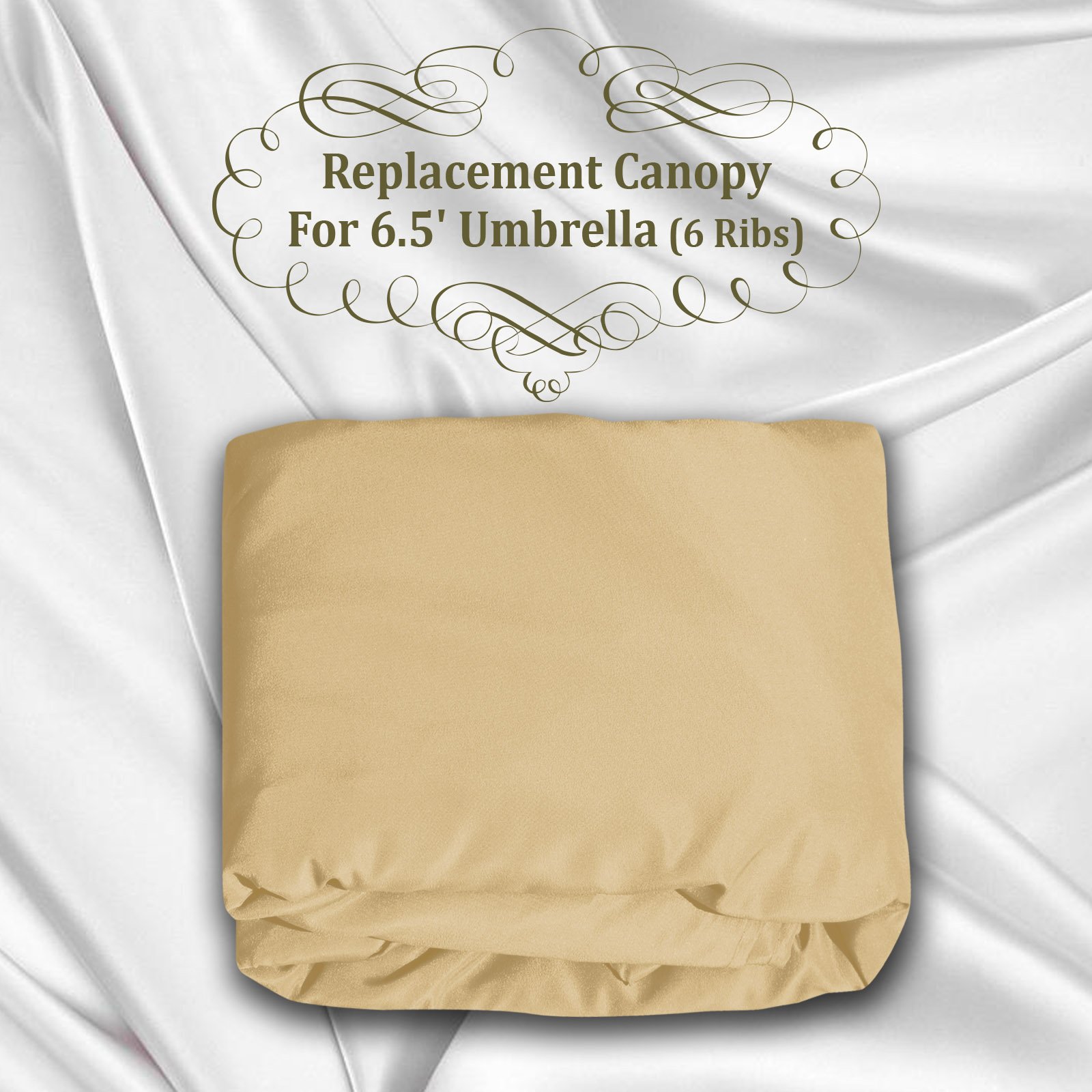 BenefitUSA Replacement Canopy Cover for 6.5ft 6-Rib Patio Market Umbrella - Durable Outdoor Umbrella Top (Perfect for Backyard, Poolside & Outdoor Dining)