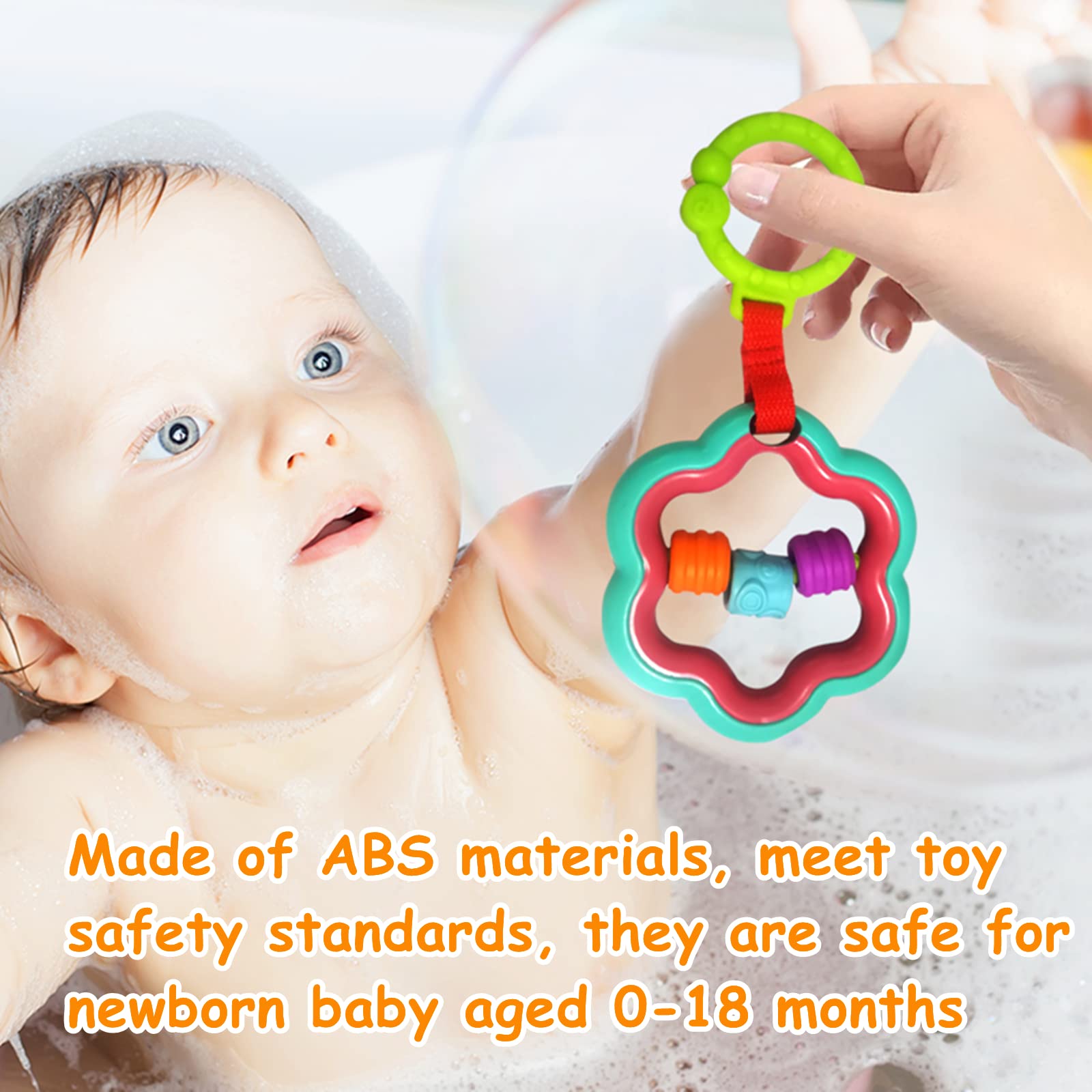 Cartoon Animal Hanging Rattle Toys for Babies - 4 Pack Handbells & Baby Rattles for Crib, Car Seat, Stroller - Perfect Newborn Gift for Birthdays & Travel | Stimulate Sensory Development & Playtime Fun