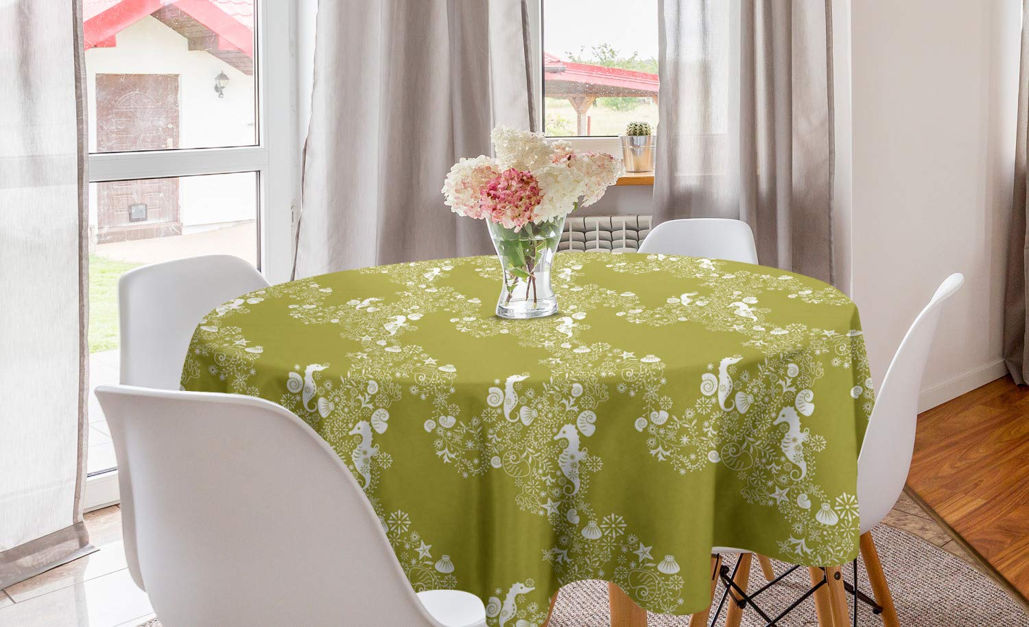 Ambesonne Sea Shells Round Tablecloth - 60