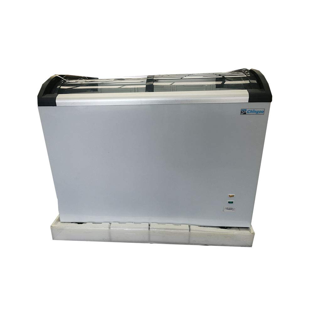 Chingoo Commercial Chest Freezer with Glass Lid - 15 cu.ft Energy Efficient Deep Freezer for Kitchen, Restaurant, Supermarket & Catering - White
