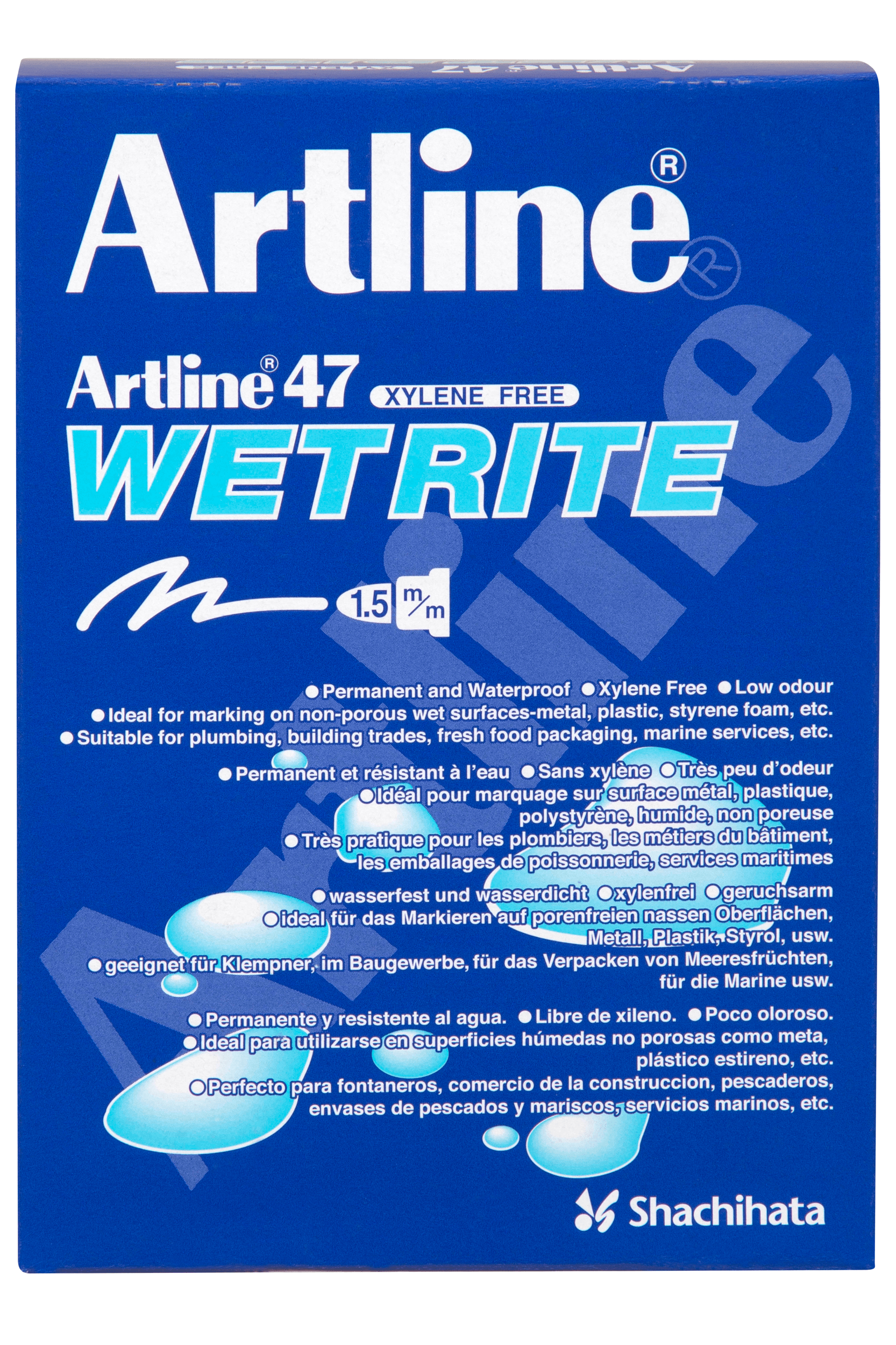Artline 47 Wetrite Permanent Marker Bullet Tip Black - Pack of 12 - Waterproof & Fade-Resistant Markers for Office, School & Home Use