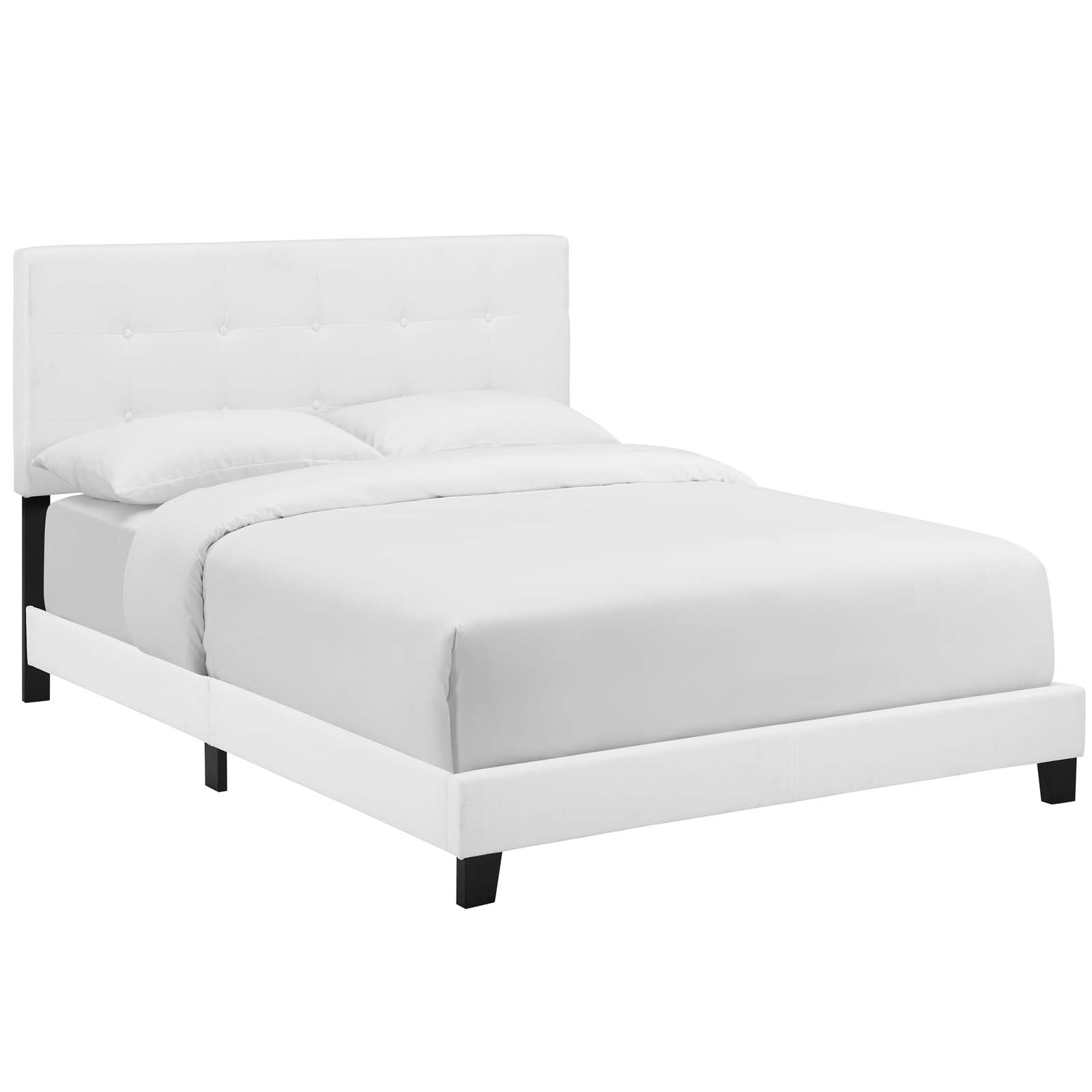 Amira Upholstered Fabric Bed Frame - Queen Size Platform Bed with Headboard for Bedroom, Living Room & Guest Room