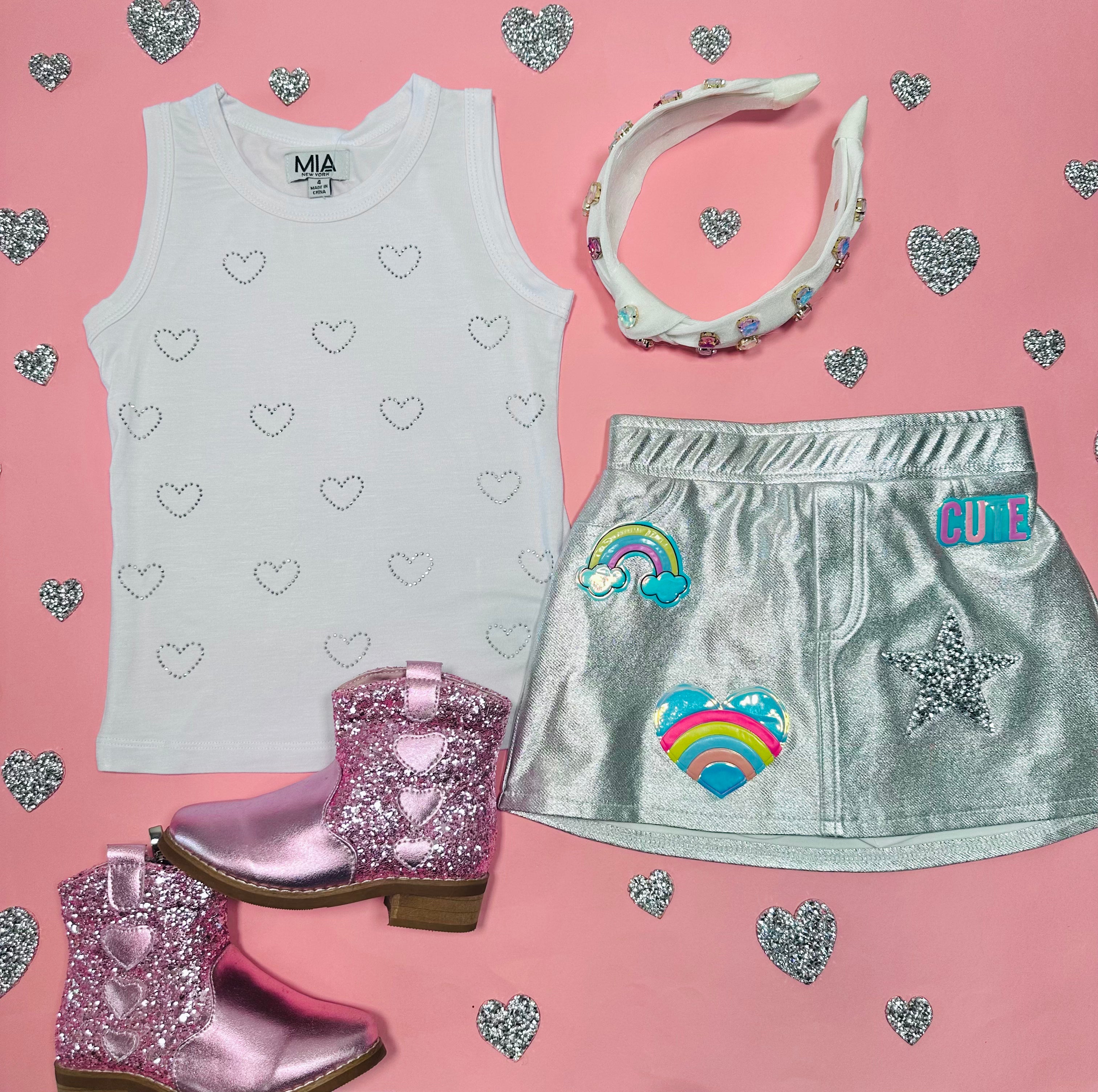Crystal Hearts Love Tank Top for Women - Trendy Summer Casual Tops | Perfect for Beach, Date Night & Everyday Wear