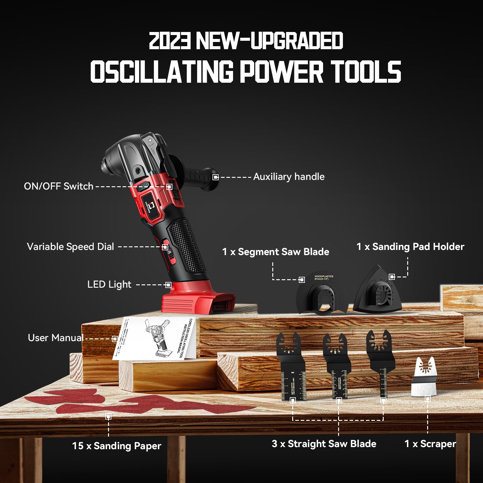 18V Cordless Oscillating Multi-Tool - Milwaukee Battery Compatible (Battery Not Included) | Brushless Motor with Auxiliary Handle for Wood Cutting, Sanding & Scraping | Perfect for DIY Projects, Home Renovations & Professional Construction Work