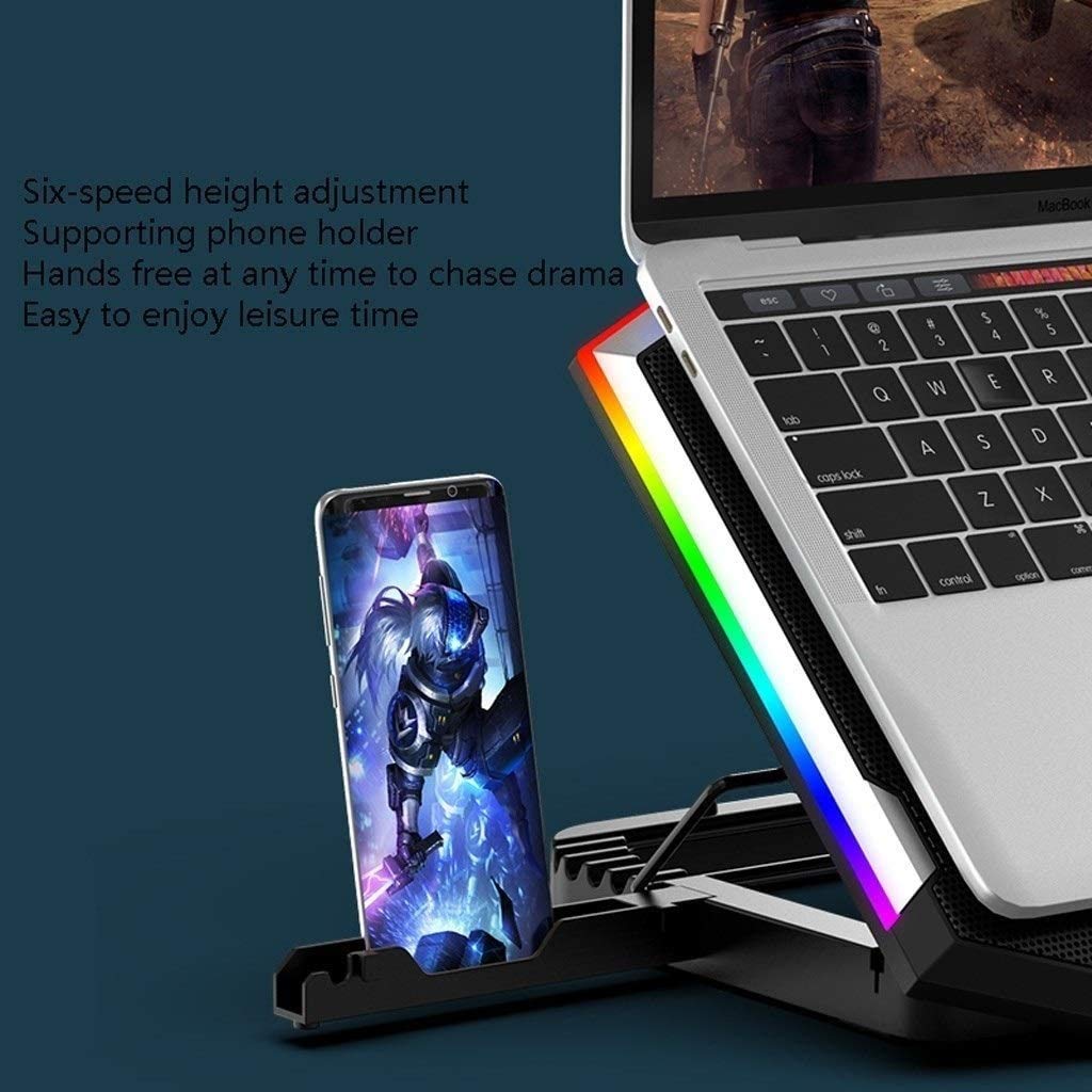 RGB Gaming Laptop Cooling Pad with 6 Quiet Fans & Touch Control - USB-Powered Cooler for 15.6-17 Inch Laptops | Perfect for Gaming, Office Work & Long Computing Sessions