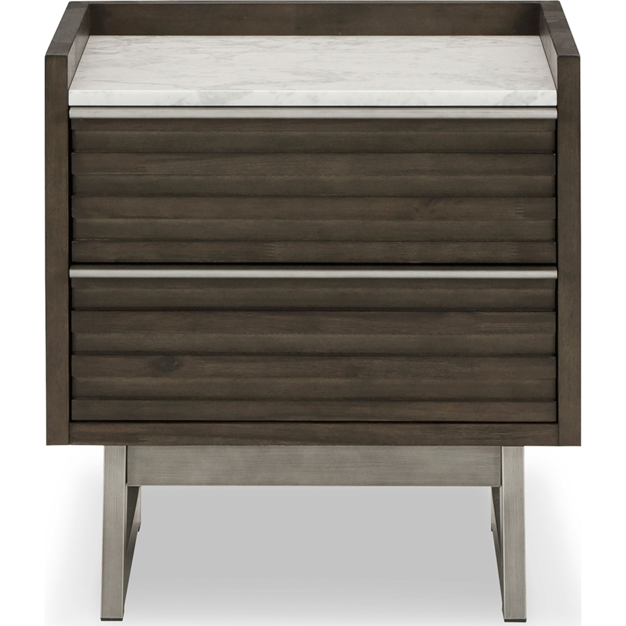 Arkenton Nightstand with Storage - Grayish Brown & White Finish - Perfect for Bedroom, Living Room, or Office