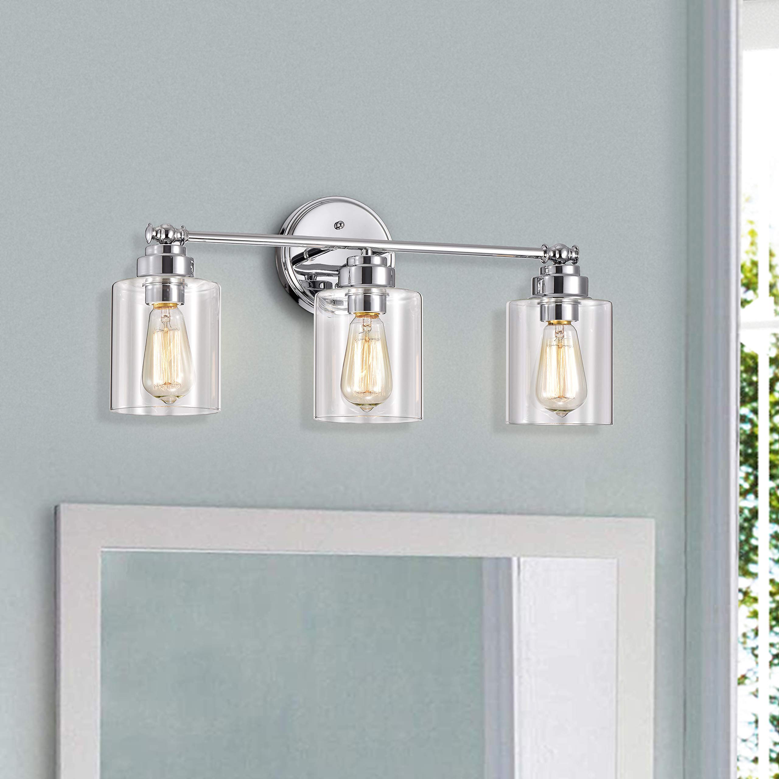 3-Light Chrome Bathroom Vanity Light Fixture - 23