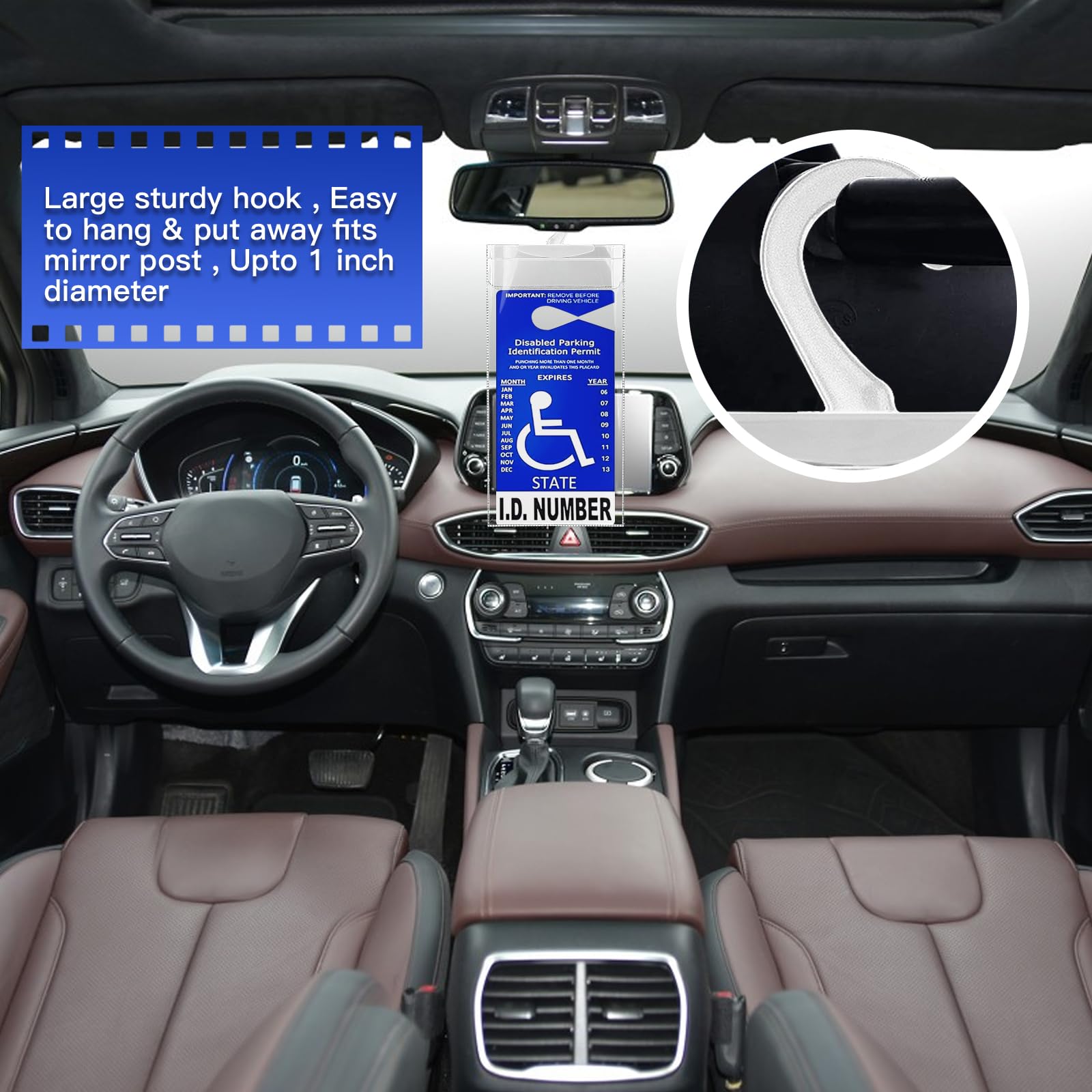 Ultra Clear Disabled Parking Placard Holder for Car - Thickened Hanging Sign Holder for Handicap Permit (Set of 2) - Perfect for Easy Access & Visibility in Vehicles