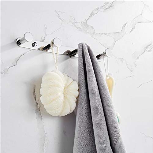 Stainless Steel Towel Hook Set of 4 - Polished 304 Stainless Steel Wall Mounted Coat Rack for Bathroom, Hallway & Foyer - Home Storage Organization Accessories (Silver) - Perfect for Hanging Towels, Robes & Coats in Small Spaces