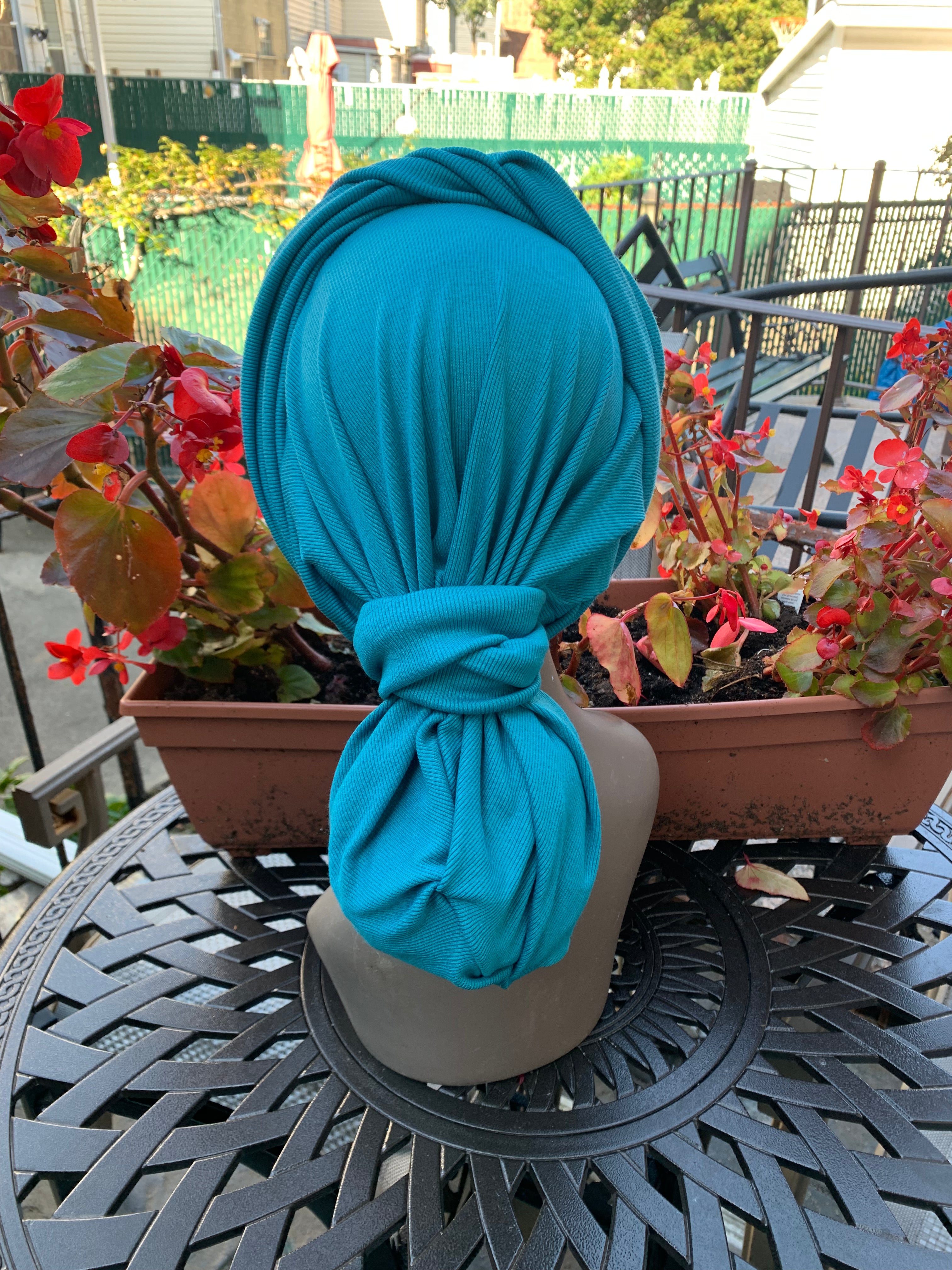 Uptown Girl Headwear Turquoise 10-Way Tie Head Scarf - Premium Hair Wrap & Tichel for Women | Made in USA | Perfect for Yoga, Church, Beach & Everyday Style