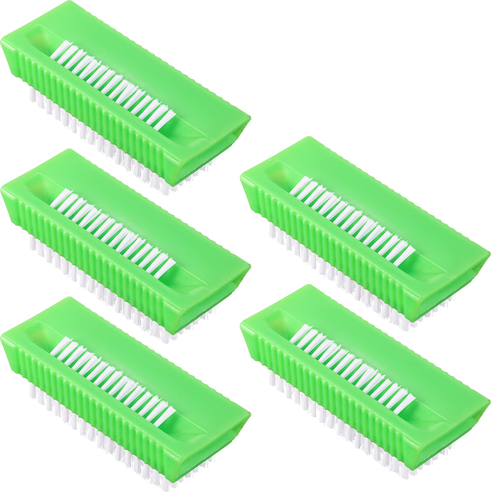 Boao 5-Pack Soft Nail Cleaning Brushes - Reusable Hand Scrub Brushes for Men, Women & Kids - Gentle Plastic Fingernail Brush for Daily Hygiene & Manicures (Green) - Perfect for Home, Salon & Travel Use
