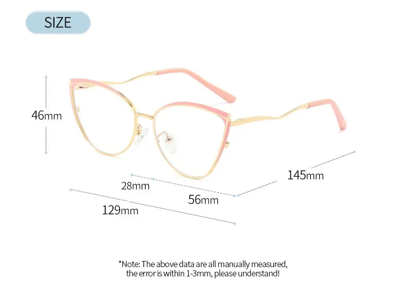 Stylish Aror Women's Square Cat Eye Glasses - Full Rim Metal Frame Eyewear 49719 for Work, Reading & Fashion Accessories