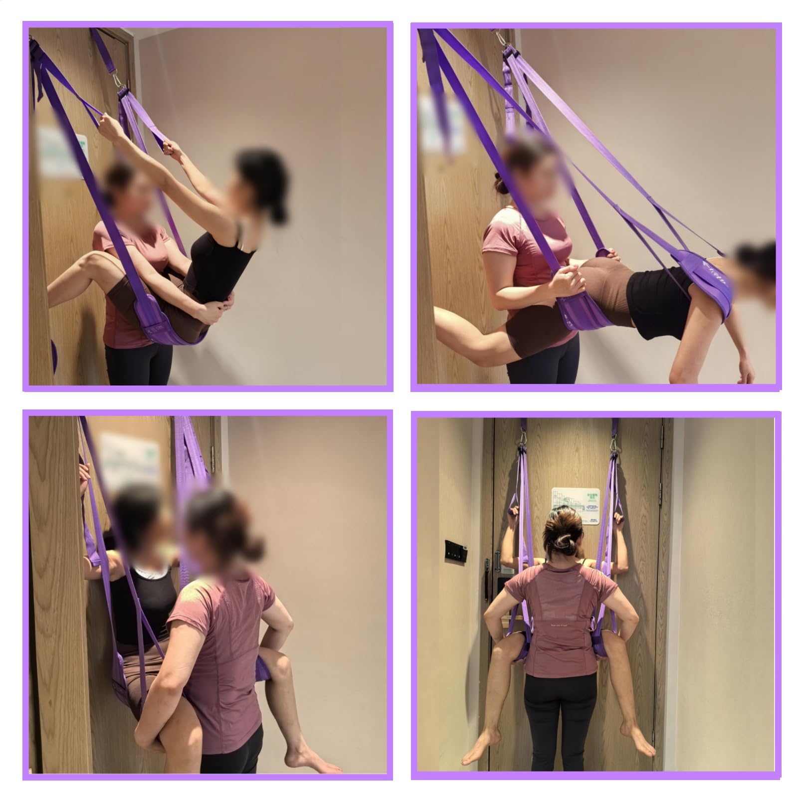 BDSM Door Sex Swing with Seat - Adjustable Bondage Swing for Couples, Soft Leather & Plush Support, Holds up to 300lbs - Perfect for Bedroom Play, BDSM Exploration & Spice Up Your Relationship (Purple)