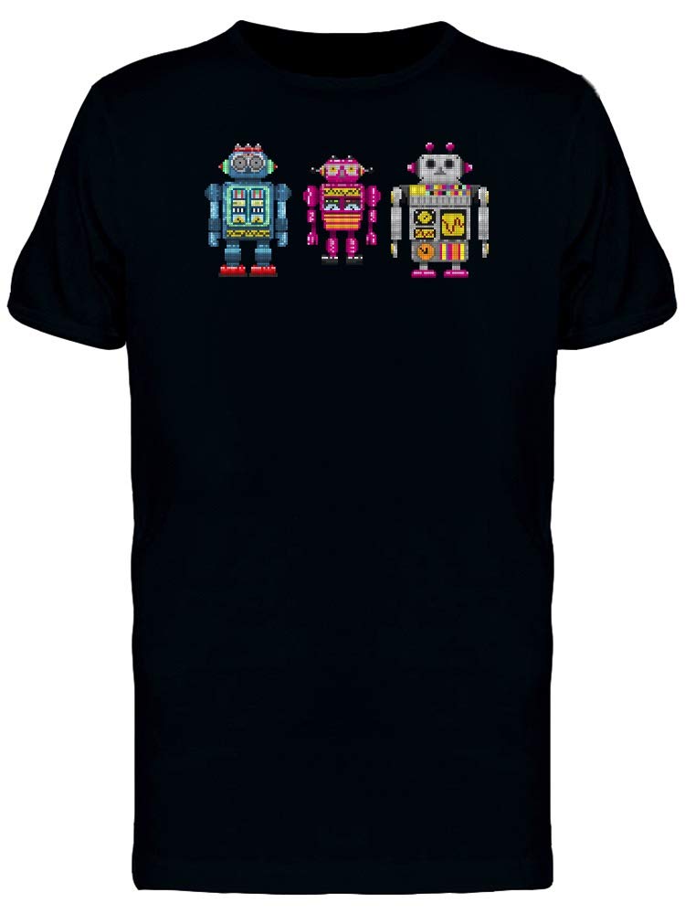Pixel Robots Graphic T-Shirt for Men - Cool Sci-Fi Tee for Casual Wear, Gaming, and Tech Enthusiasts