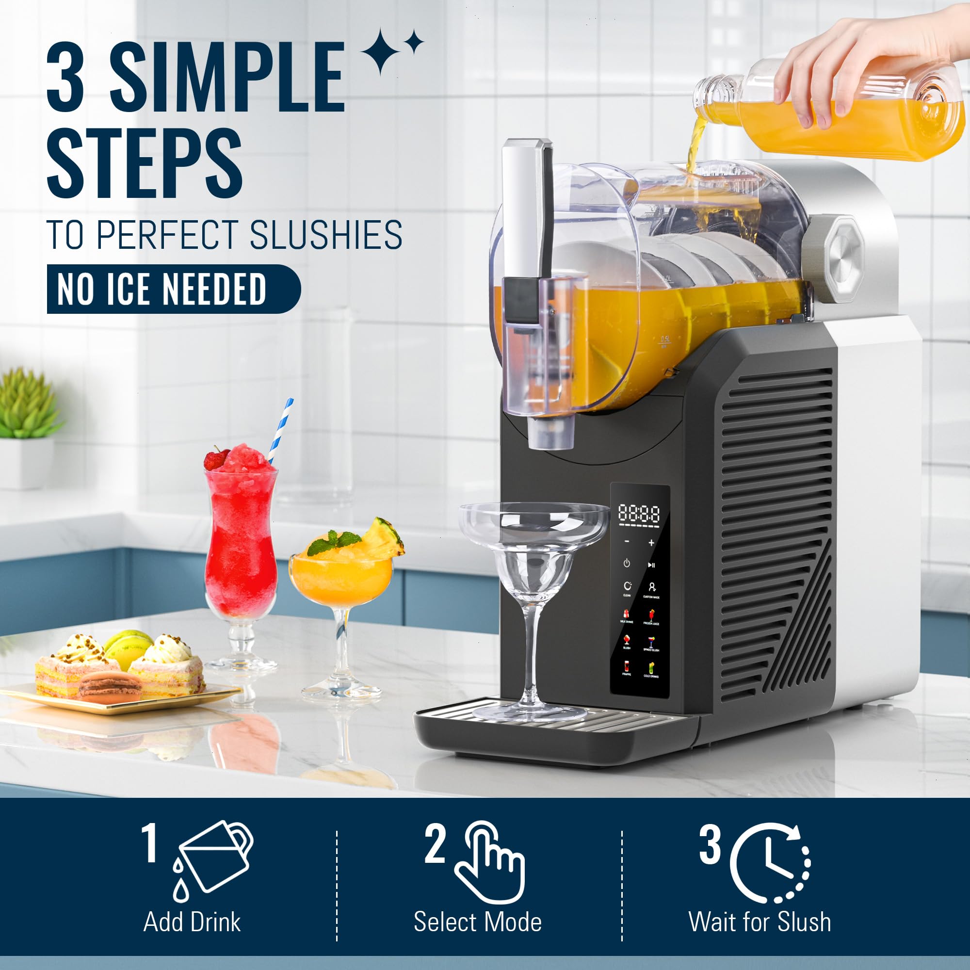 Best Slushie Machine for Home - 15-Min RapidChill Technology, 88 oz Capacity with 6 Preset Programs for Frozen Margaritas, Milkshakes & Frappés - Perfect for Parties, Summer Treats & DIY Beverages