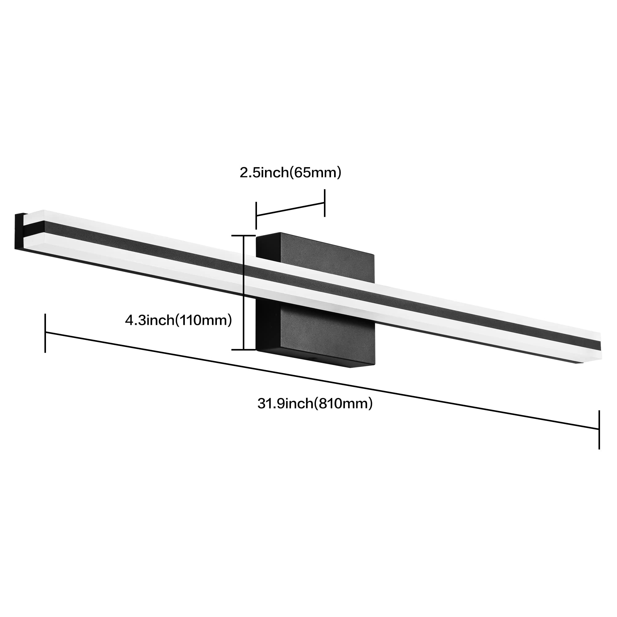 Dimmable LED Bathroom Vanity Lights - Matt Black Mirror Lights for Home Decor