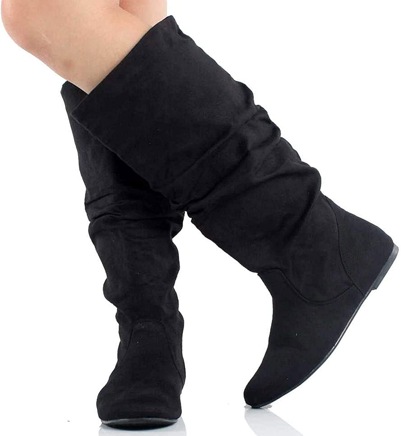 Soda Women's Zuluu Slouchy Faux Leather Knee High Flat Boots - Comfortable Casual Winter Shoes for Women, Perfect for Office, Date Night & Everyday Wear