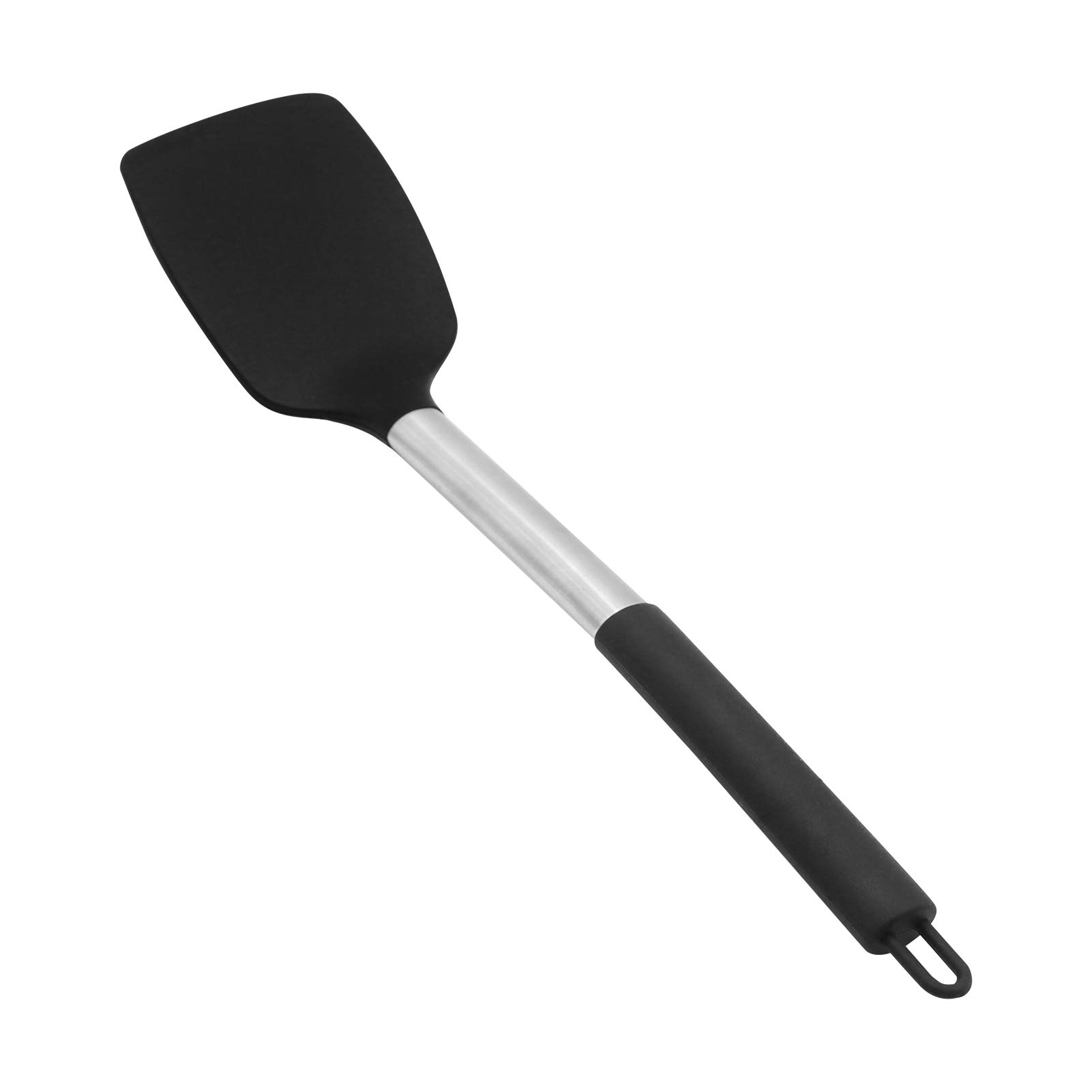 KUFUNG Stainless Steel Handle Silicone Nonstick Spatula - 480°F Heat Resistant, BPA Free Food Grade Turner for Cooking, Flipping Fish, Eggs & Pancakes - Perfect for Wok, Skillet & Kitchen Use (Black)