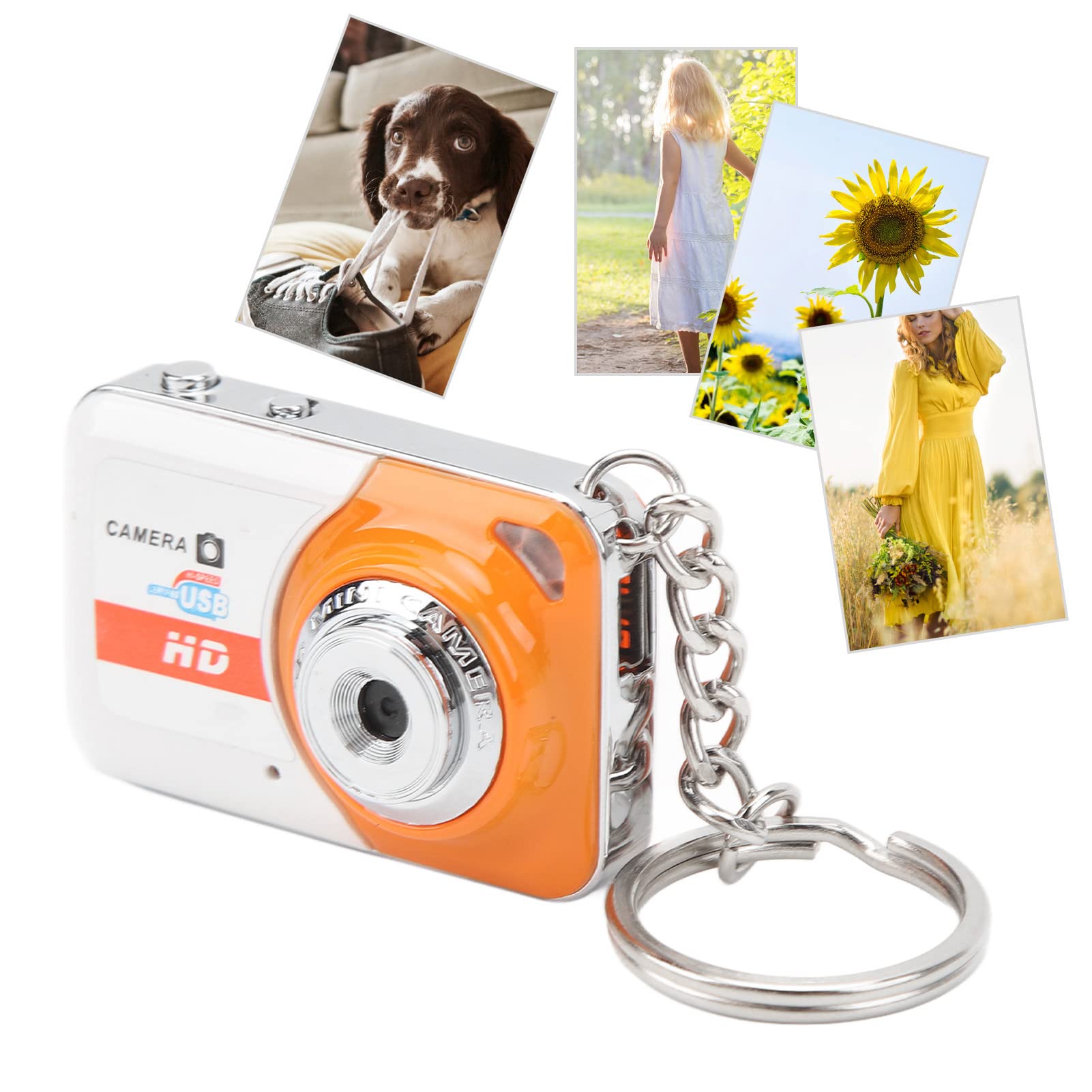 58g HD Mini Spy Camera with Motion Detection - Portable Body Worn Cam & Keychain Video Recorder for Home, Office, Cycling Security | Orange Pocket Security Camera for Covert Surveillance & Evidence Recording