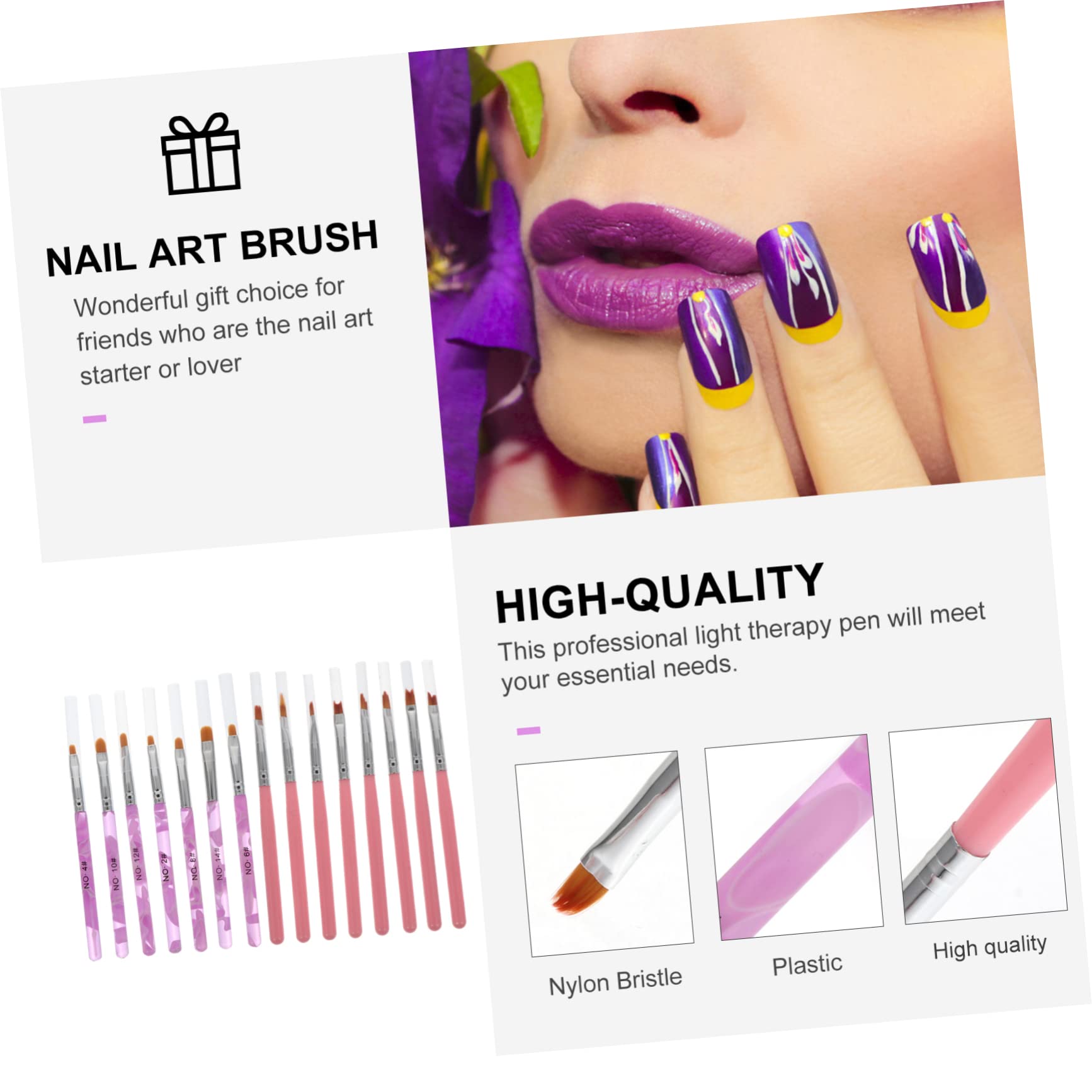 FRCOLOR 15-Piece Nail Art Brush Pen Set - Professional Manicure & Nail Design Kit for Beginners & Experts | Perfect for Salon, Home DIY, and Nail Art Enthusiasts