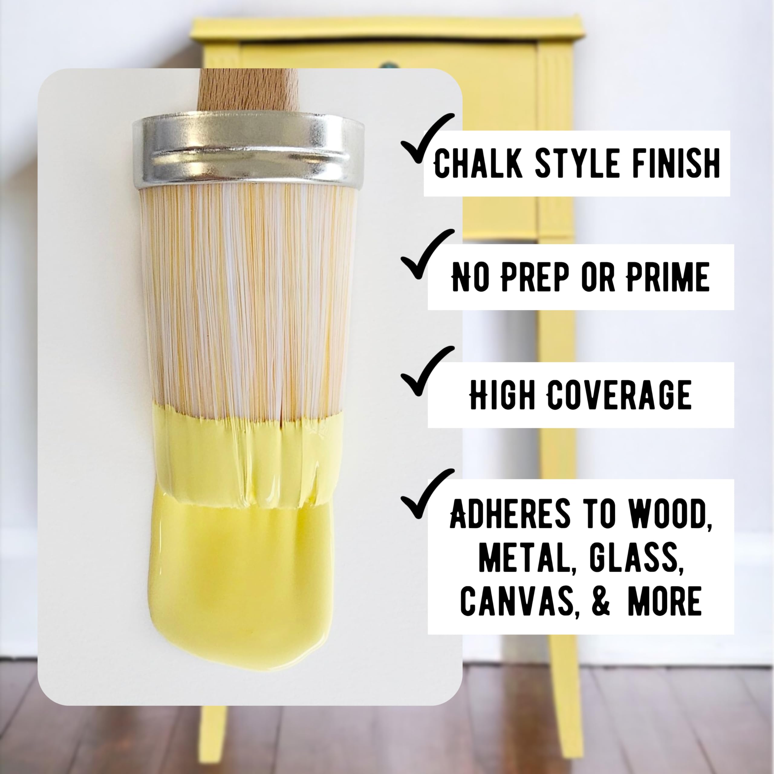 Premium Chalk & Clay Paint for Furniture - Matte Yellow DIY Paint for Wood, Home Décor & Crafts | 8oz | Perfect for Upcycling, Shabby Chic Projects & Artistic Creations