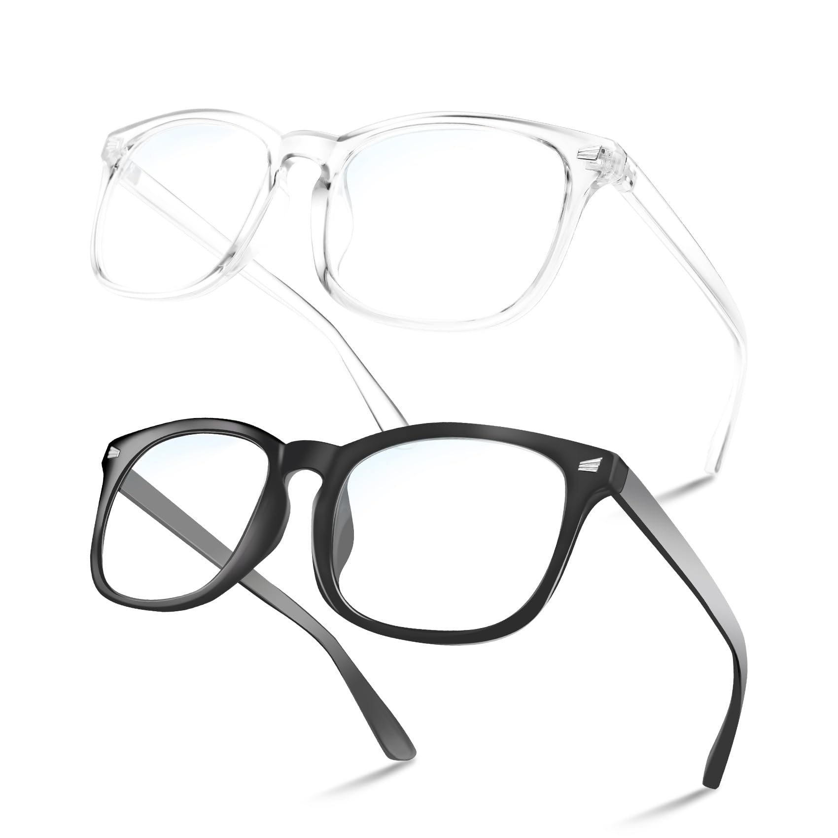 NZKNP Blue Light Blocking Glasses for Women & Men - Anti Eyestrain Computer Glasses for Screen Time, Gaming & Reading - Stylish Non-Prescription Fake Glasses for Work & Home Use