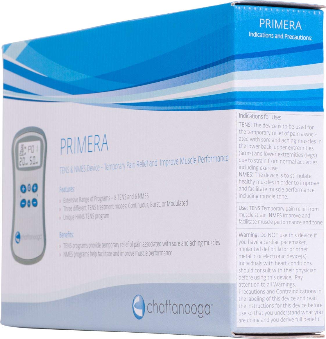 Chattanooga Primera TENS NMES Unit with HAN Waveform - Pain Relief & Muscle Stimulator for Physical Therapy, Sports Recovery & Chronic Pain Management