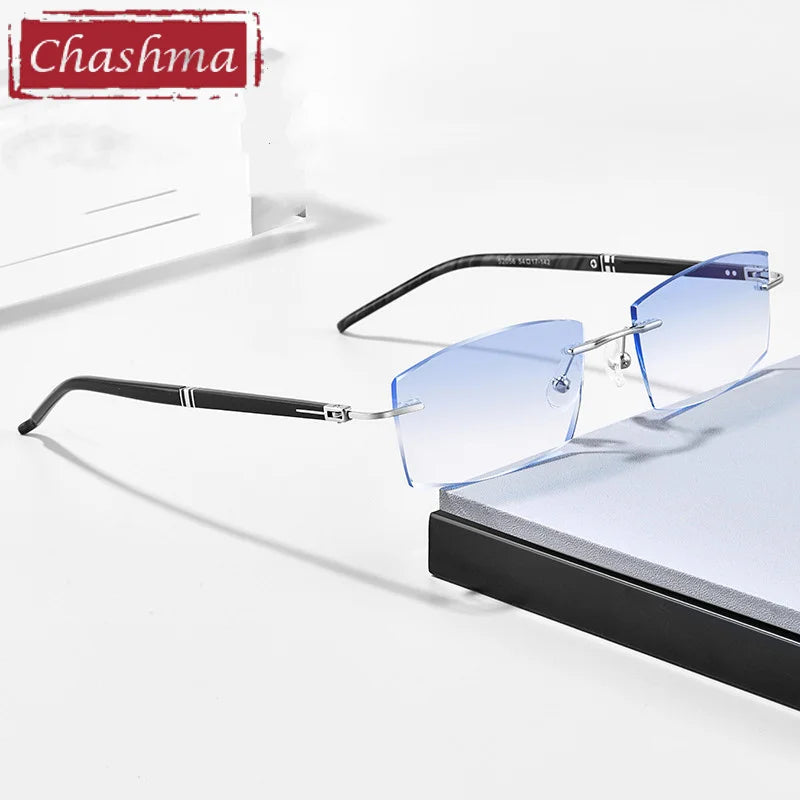 Lightweight Titanium Rimless Square Eyeglasses for Men - Premium Comfort & Durability - Perfect for Office, Reading & Everyday Use