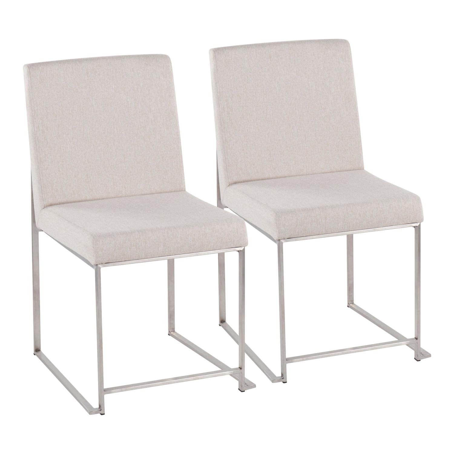 LumiSource High Back Fuji Dining Chair - Set of 2 Modern Upholstered Kitchen Chairs with Comfortable Cushion for Dining Table | Perfect for Home, Restaurant and Office Use