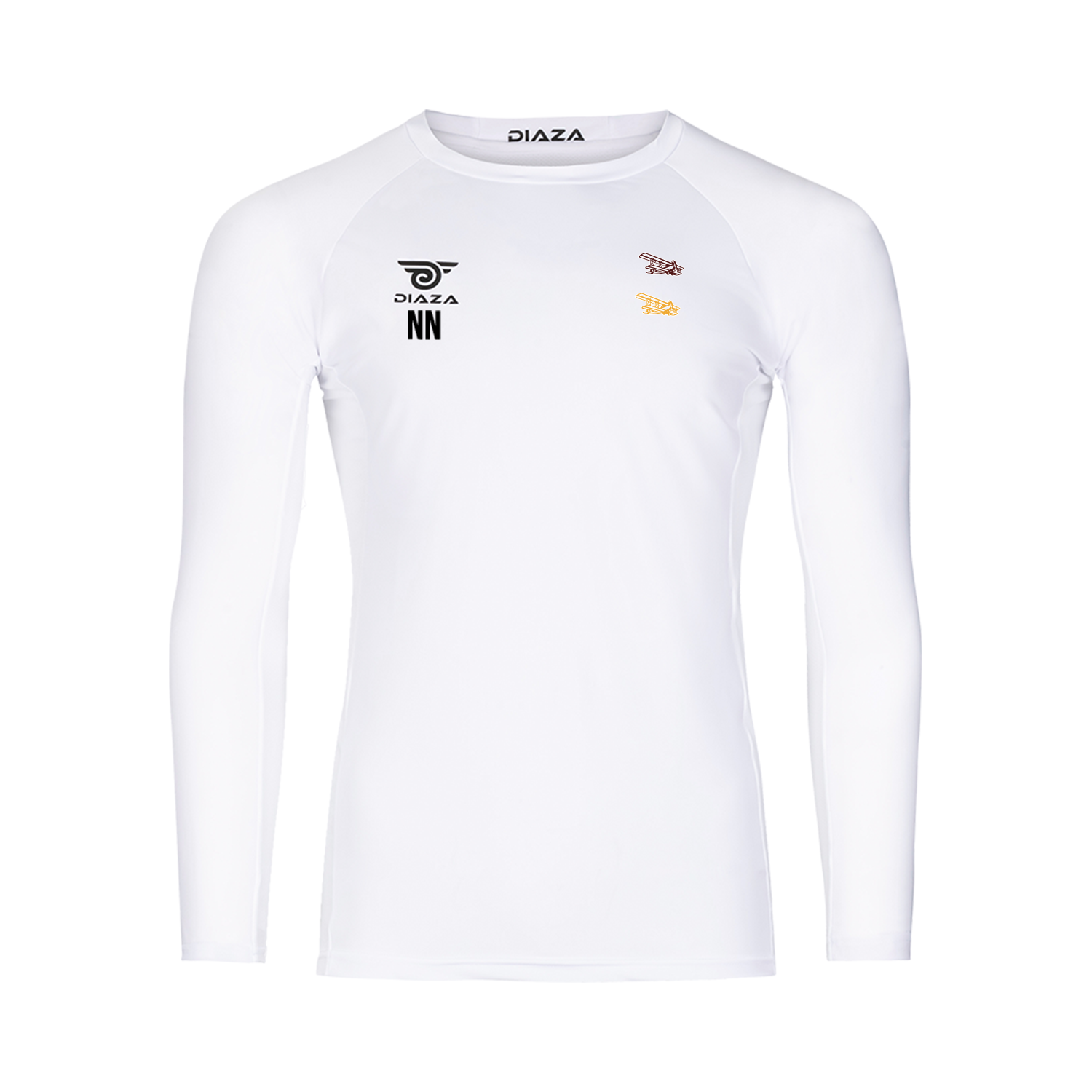 Charlotte Aviators Long Sleeve Compression Shirt for Men & Women - Moisture Wicking Athletic Top - White Performance Shirt for Running, Workout & Sports
