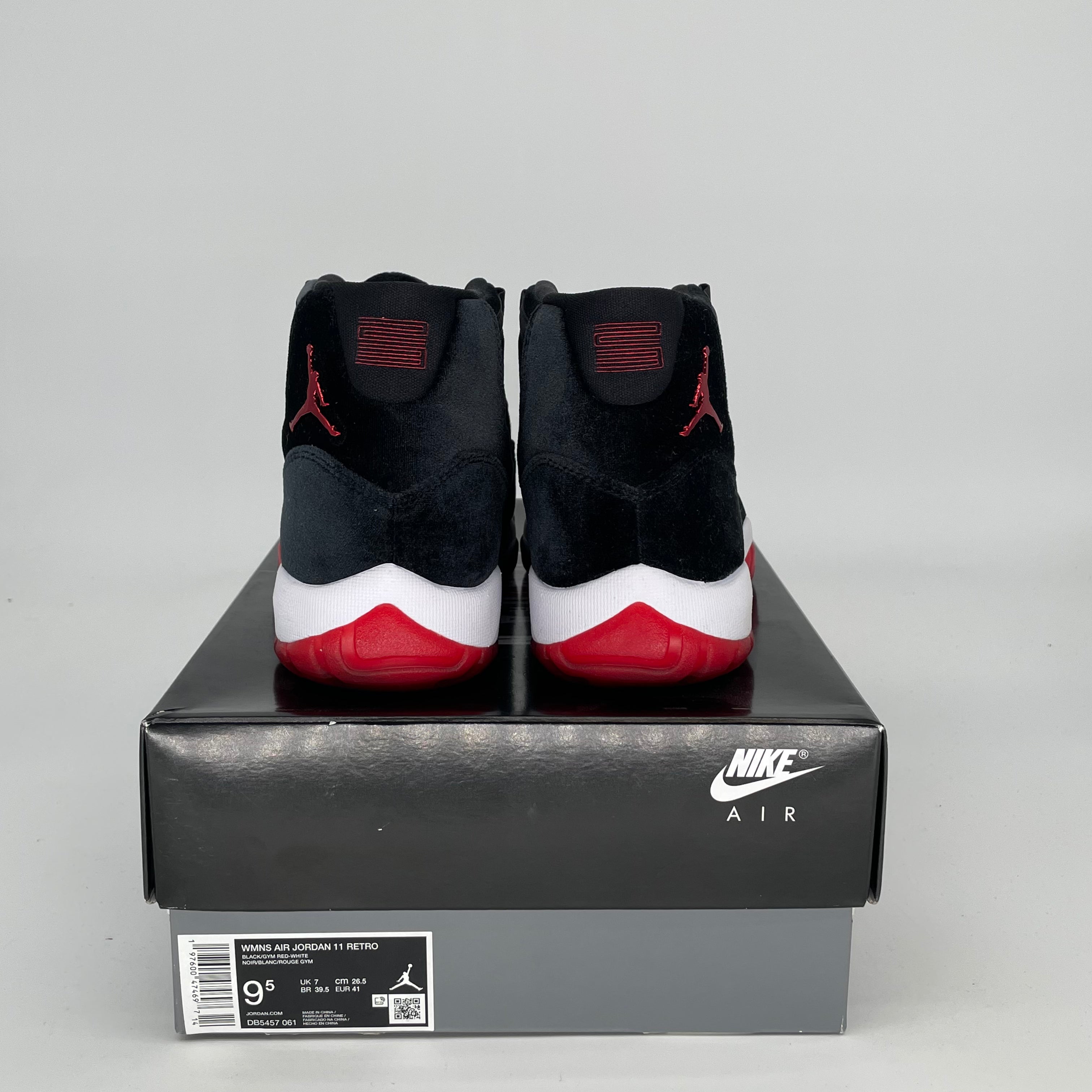 Original Air Jordan 11 Retro 'Bred' Velvet Basketball Shoes - Women's Size 8/9.5W (DB5457-061) - Perfect for Streetwear & Court Performance